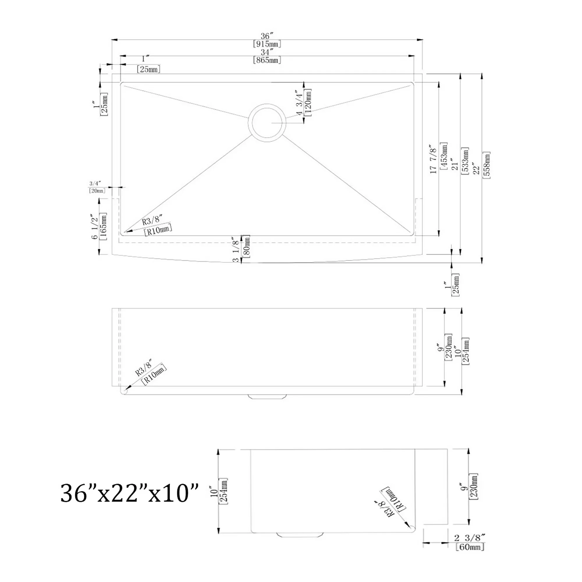 Empava 36-Inch Single Bowl Kitchen Sink (EMPV-SAS3622) - Image 8
