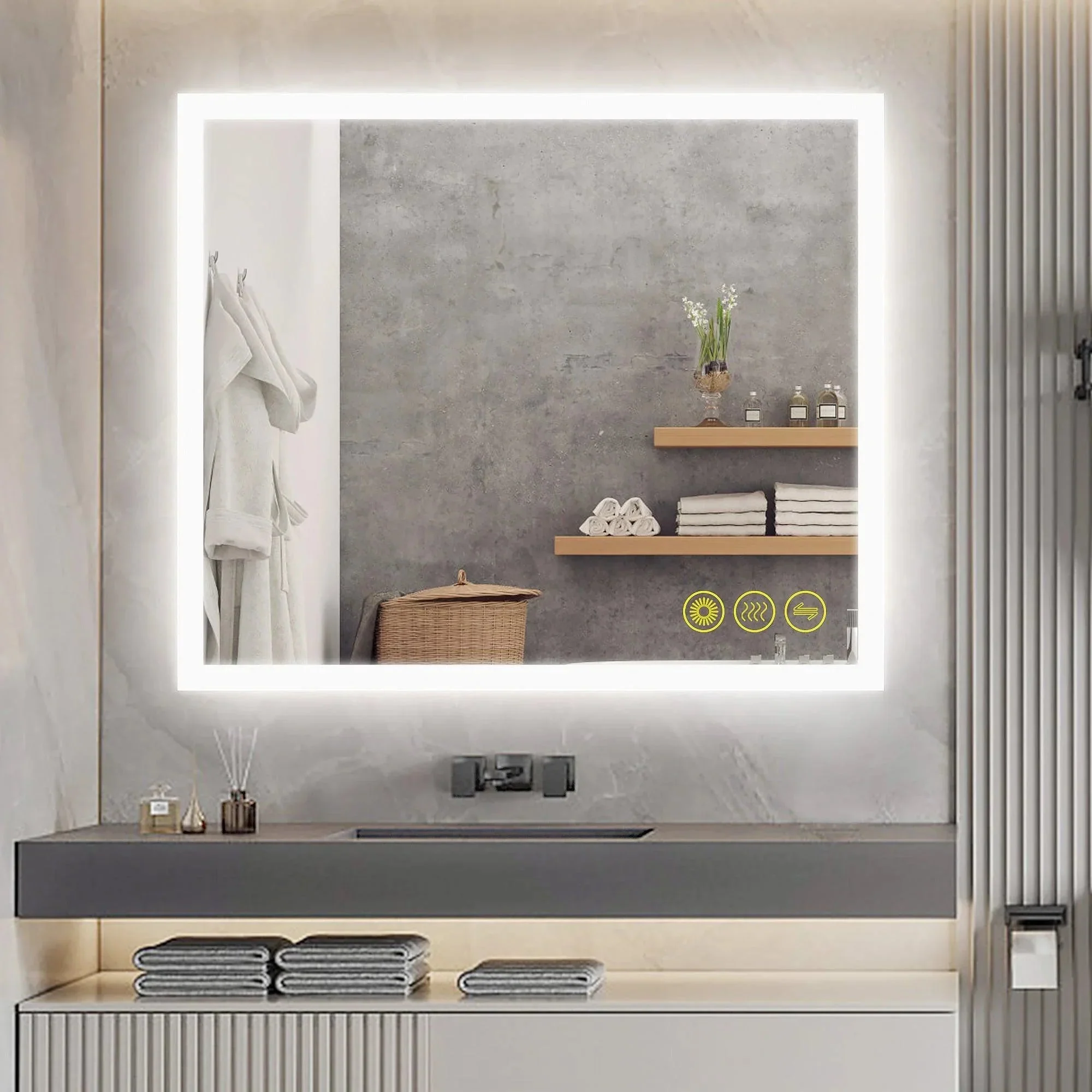 Parrot Uncle SmartGlow Dimmable LED Frameless Anti-Fog Bathroom Vanity Mirror - Image 18