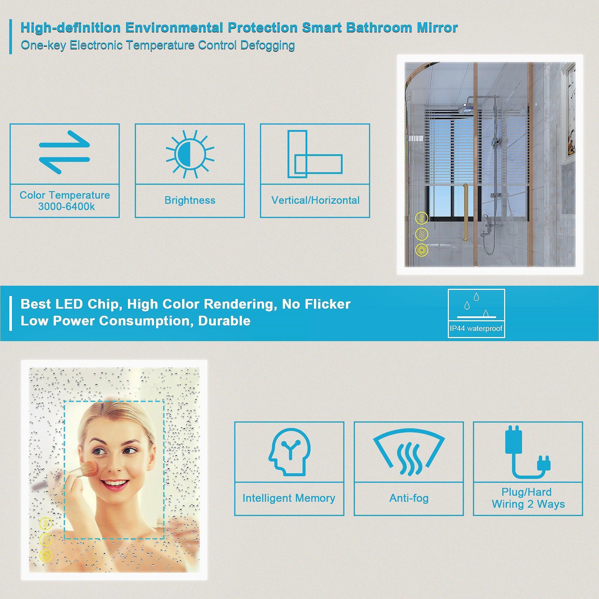 Parrot Uncle SmartGlow Dimmable LED Frameless Anti-Fog Bathroom Vanity Mirror - Image 20
