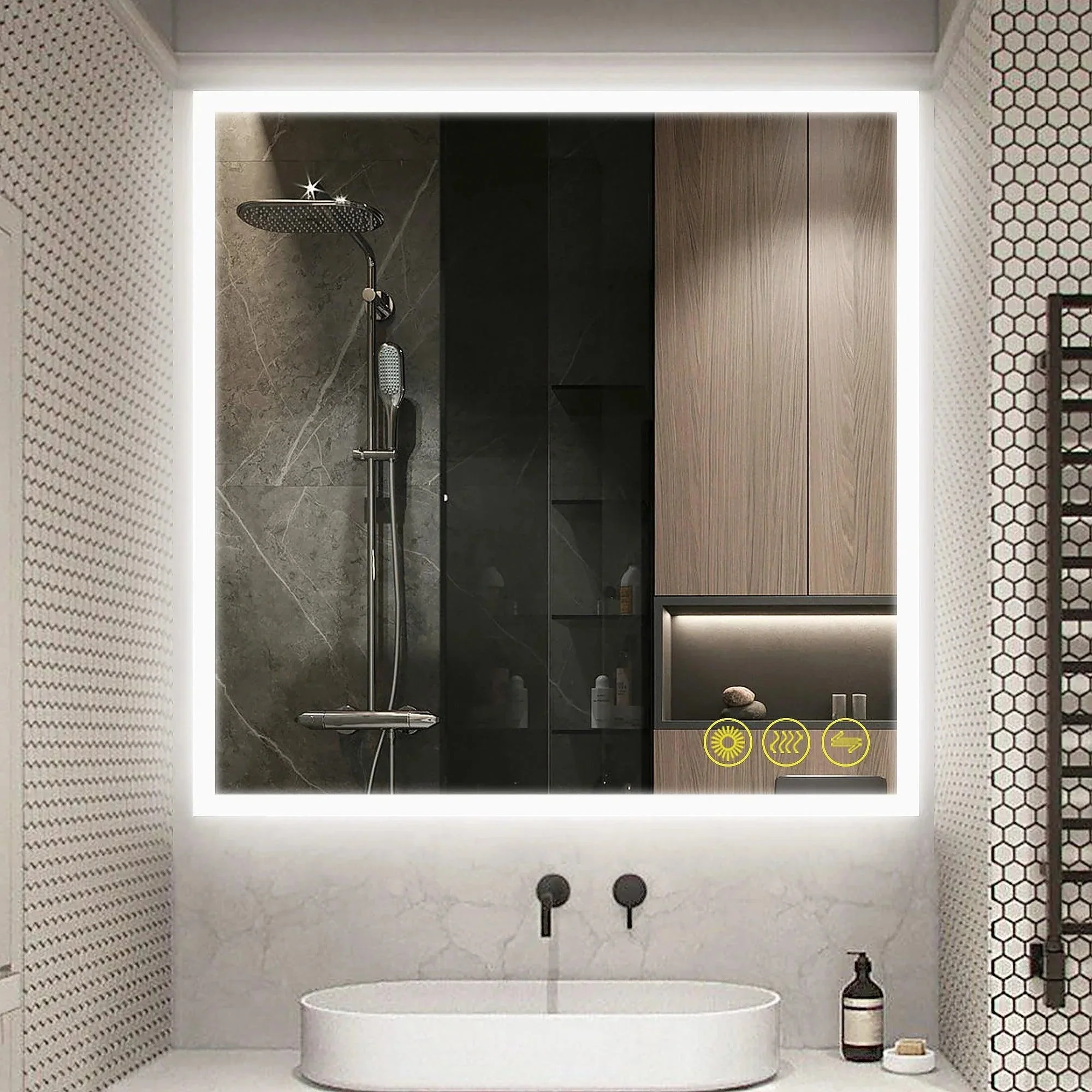 Parrot Uncle SmartGlow Dimmable LED Frameless Anti-Fog Bathroom Vanity Mirror - Image 23