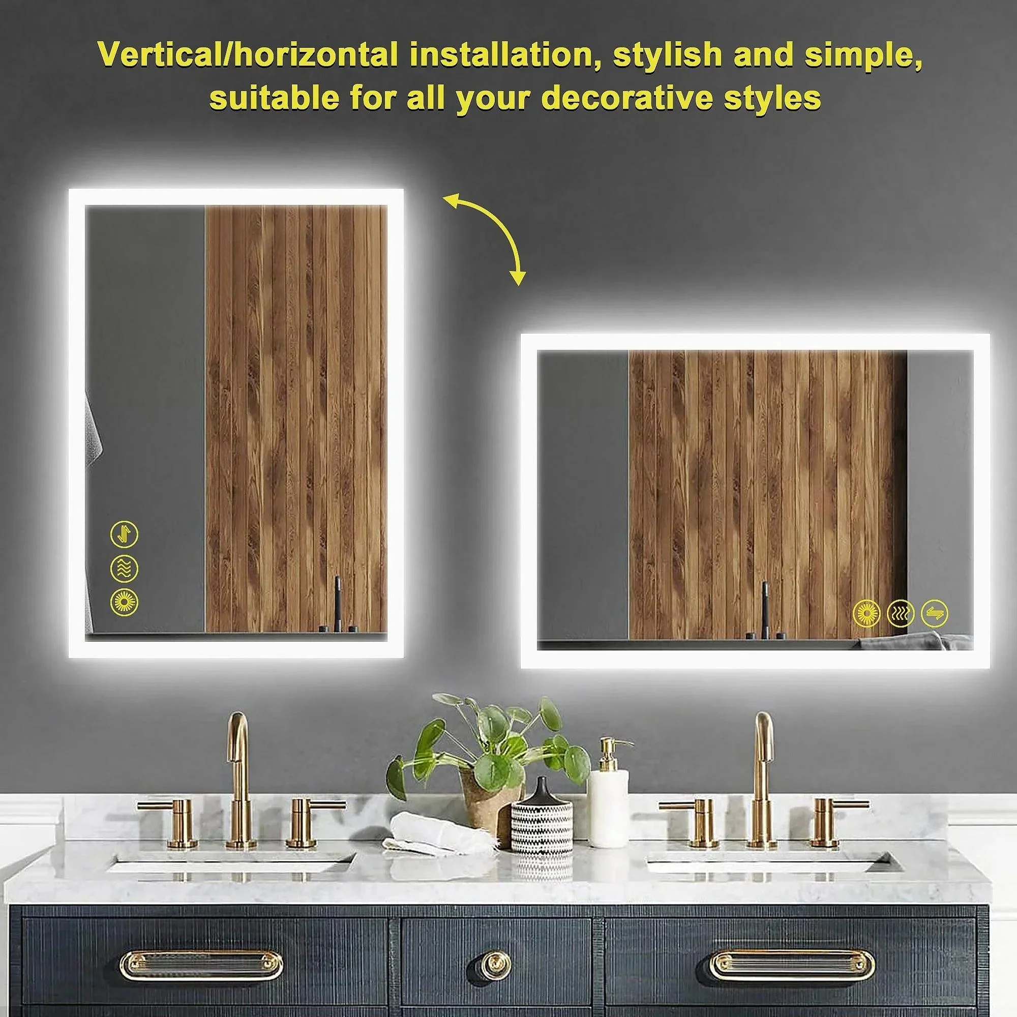 Parrot Uncle SmartGlow Dimmable LED Frameless Anti-Fog Bathroom Vanity Mirror - Image 3