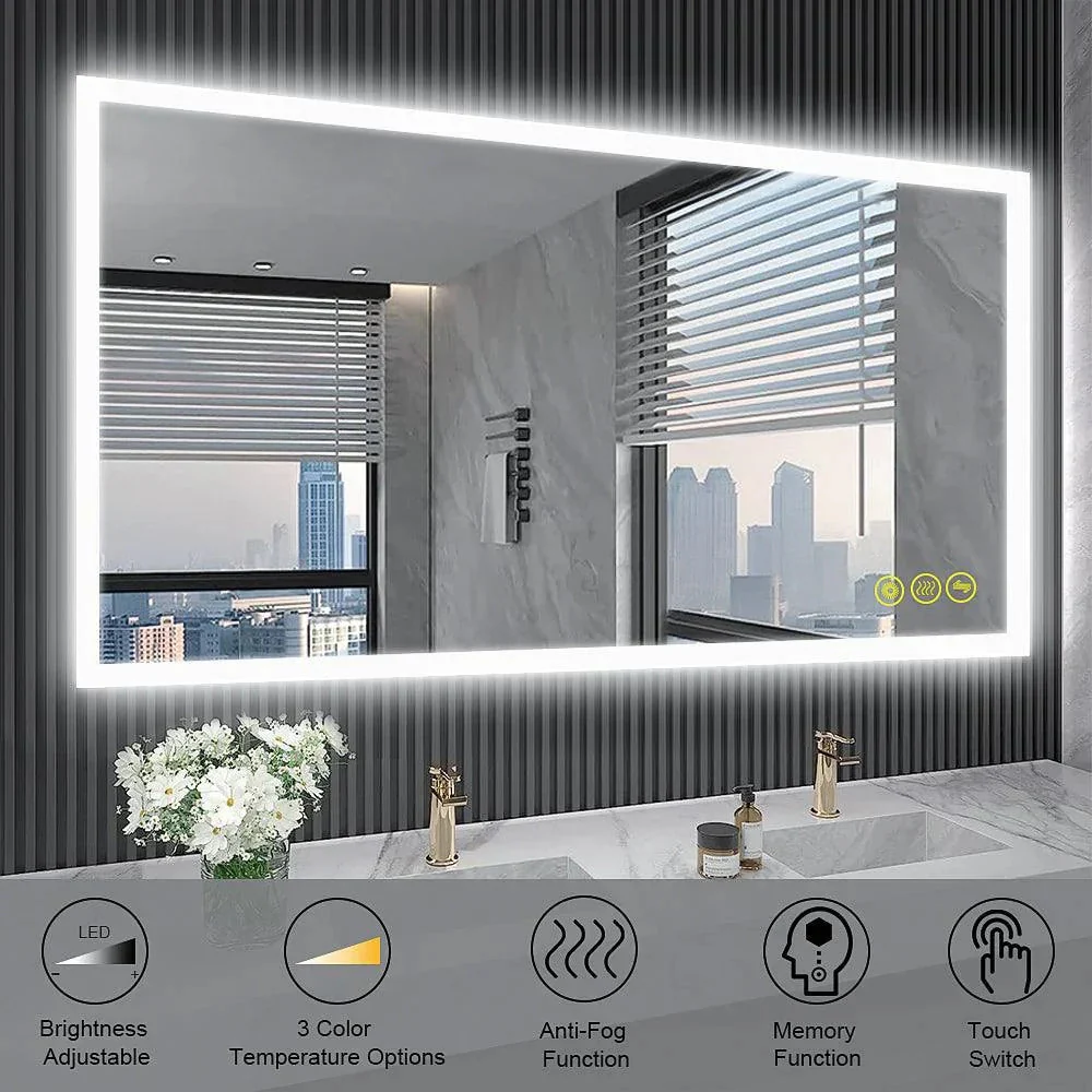 Parrot Uncle SmartGlow Dimmable LED Frameless Anti-Fog Bathroom Vanity Mirror - Image 38