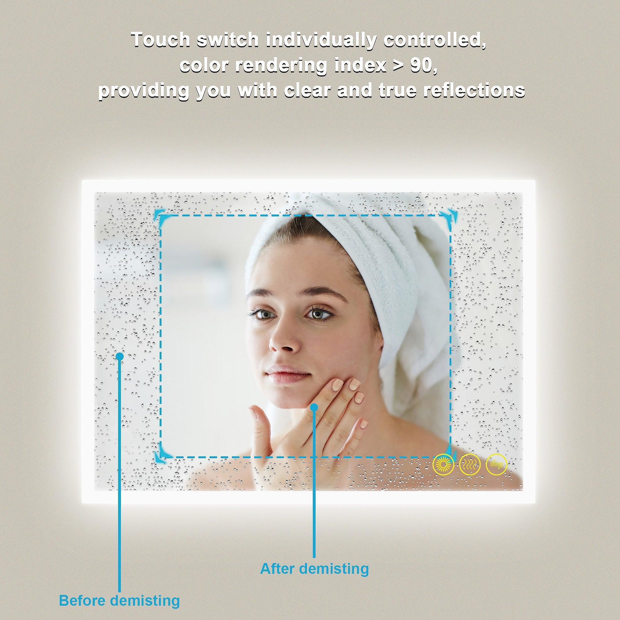 Parrot Uncle SmartGlow Dimmable LED Frameless Anti-Fog Bathroom Vanity Mirror - Image 5