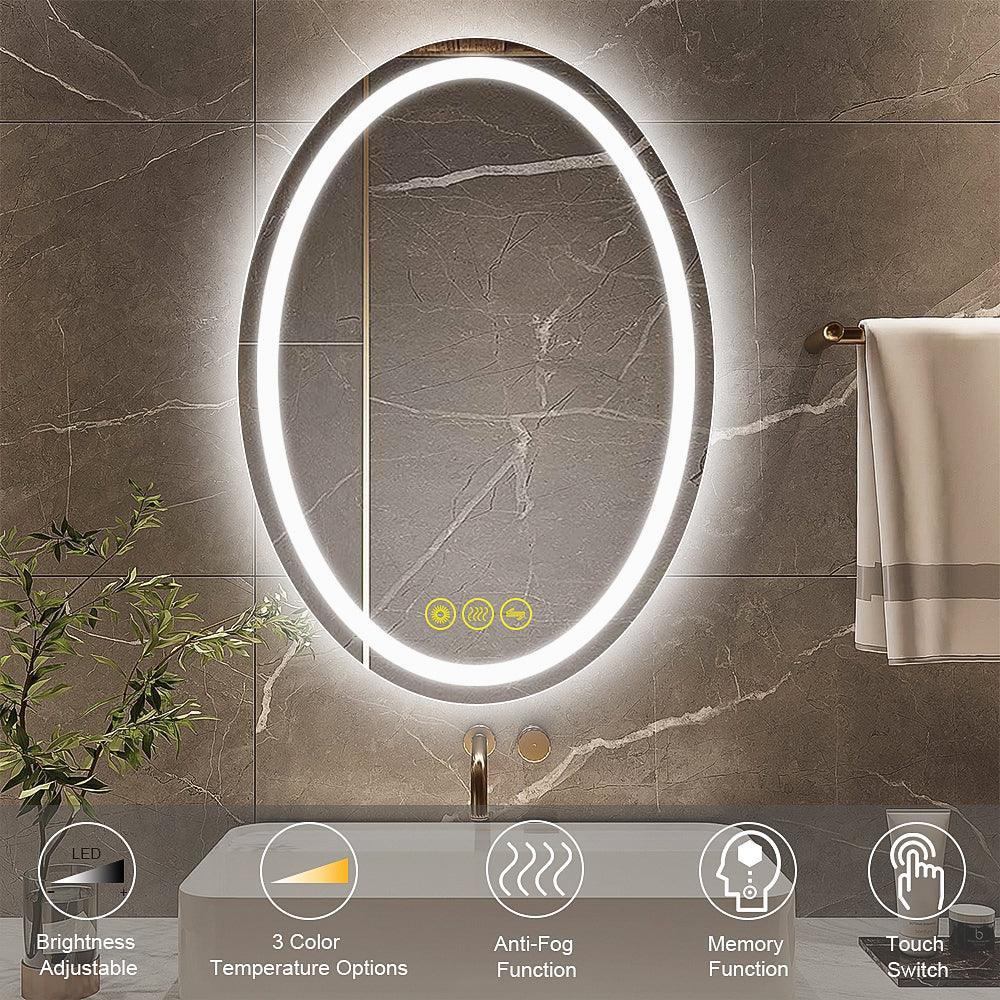 Parrot Uncle SmartReflex Oval LED Mirror Backlit 3000K-6400K Frameless Anti-Fog Dimmable Bathroom/Vanity Mirror - Image 12