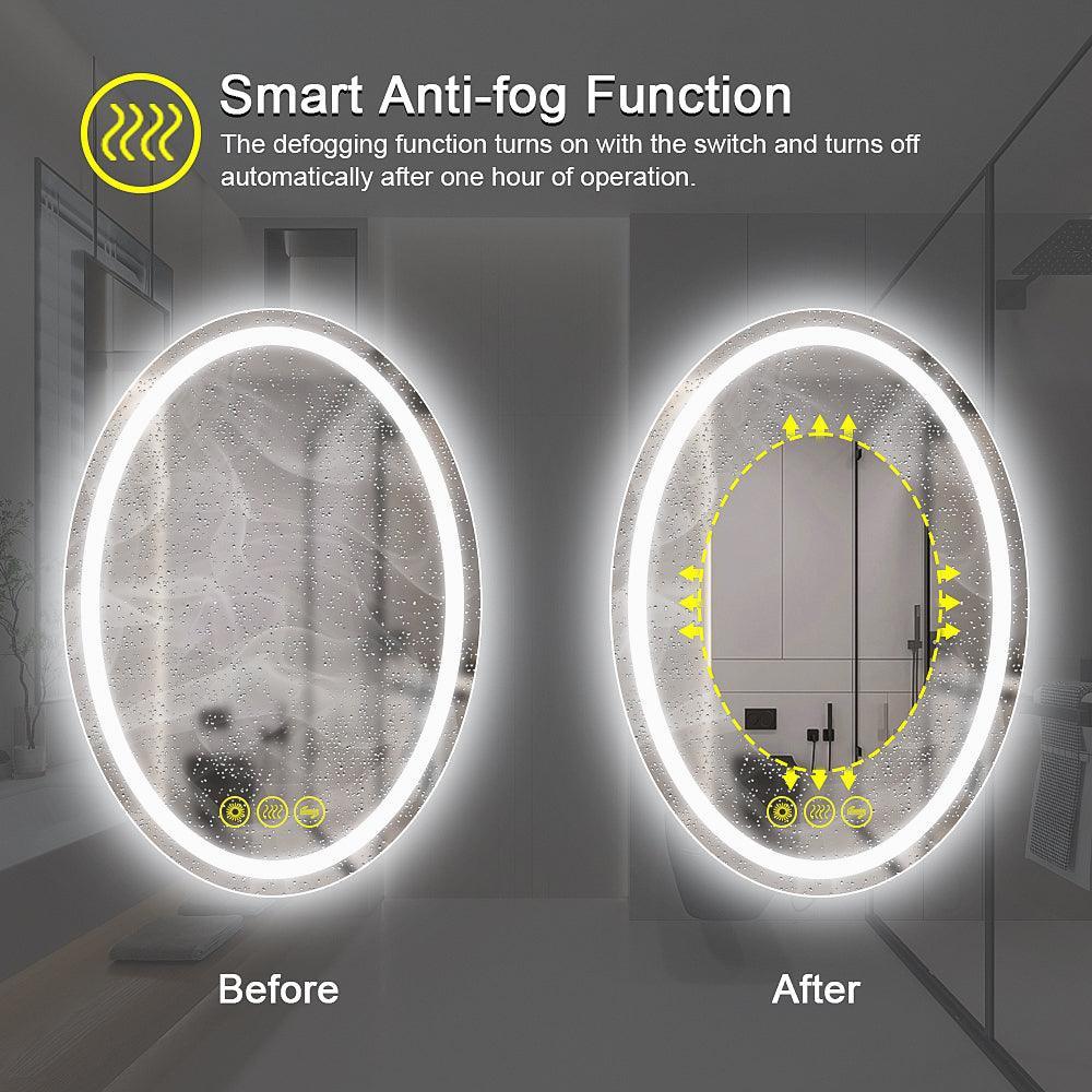 Parrot Uncle SmartReflex Oval LED Mirror Backlit 3000K-6400K Frameless Anti-Fog Dimmable Bathroom/Vanity Mirror - Image 4