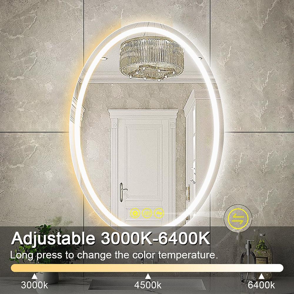 Parrot Uncle SmartReflex Oval LED Mirror Backlit 3000K-6400K Frameless Anti-Fog Dimmable Bathroom/Vanity Mirror - Image 5