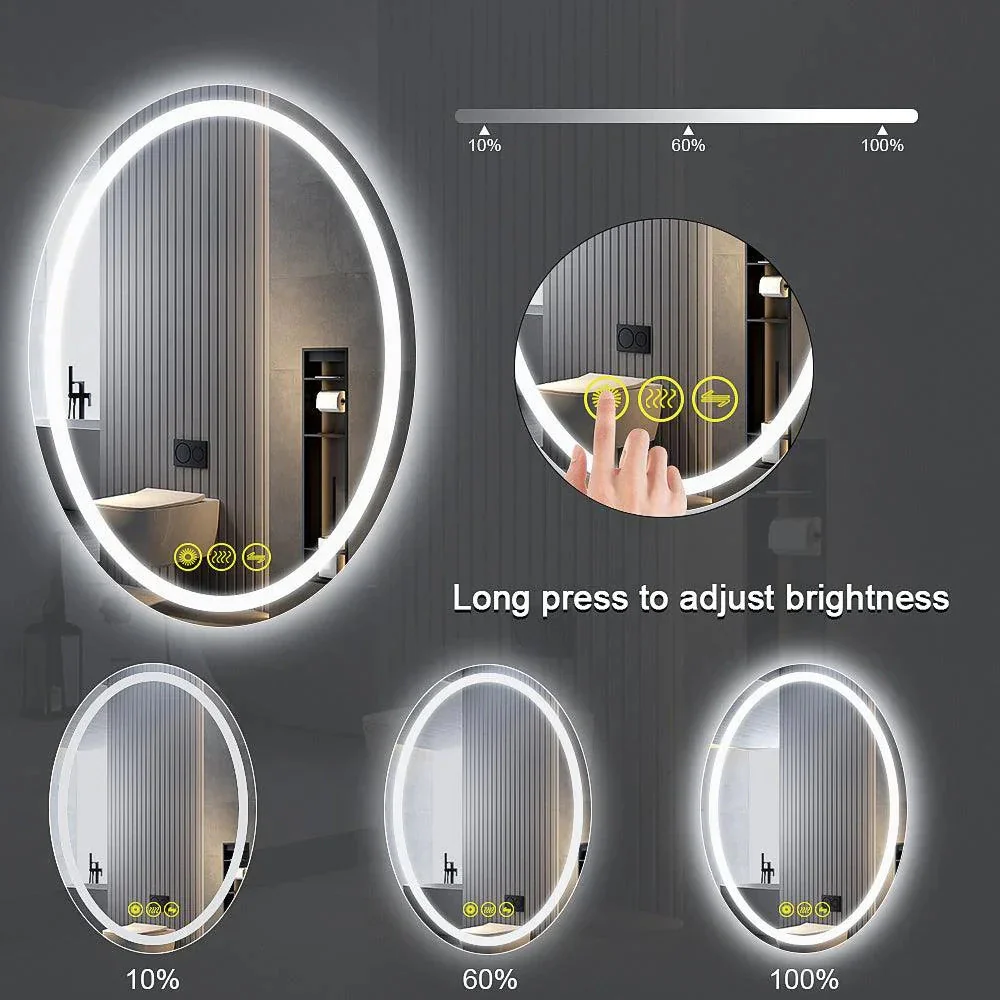 Parrot Uncle SmartReflex Oval LED Mirror Backlit 3000K-6400K Frameless Anti-Fog Dimmable Bathroom/Vanity Mirror - Image 6