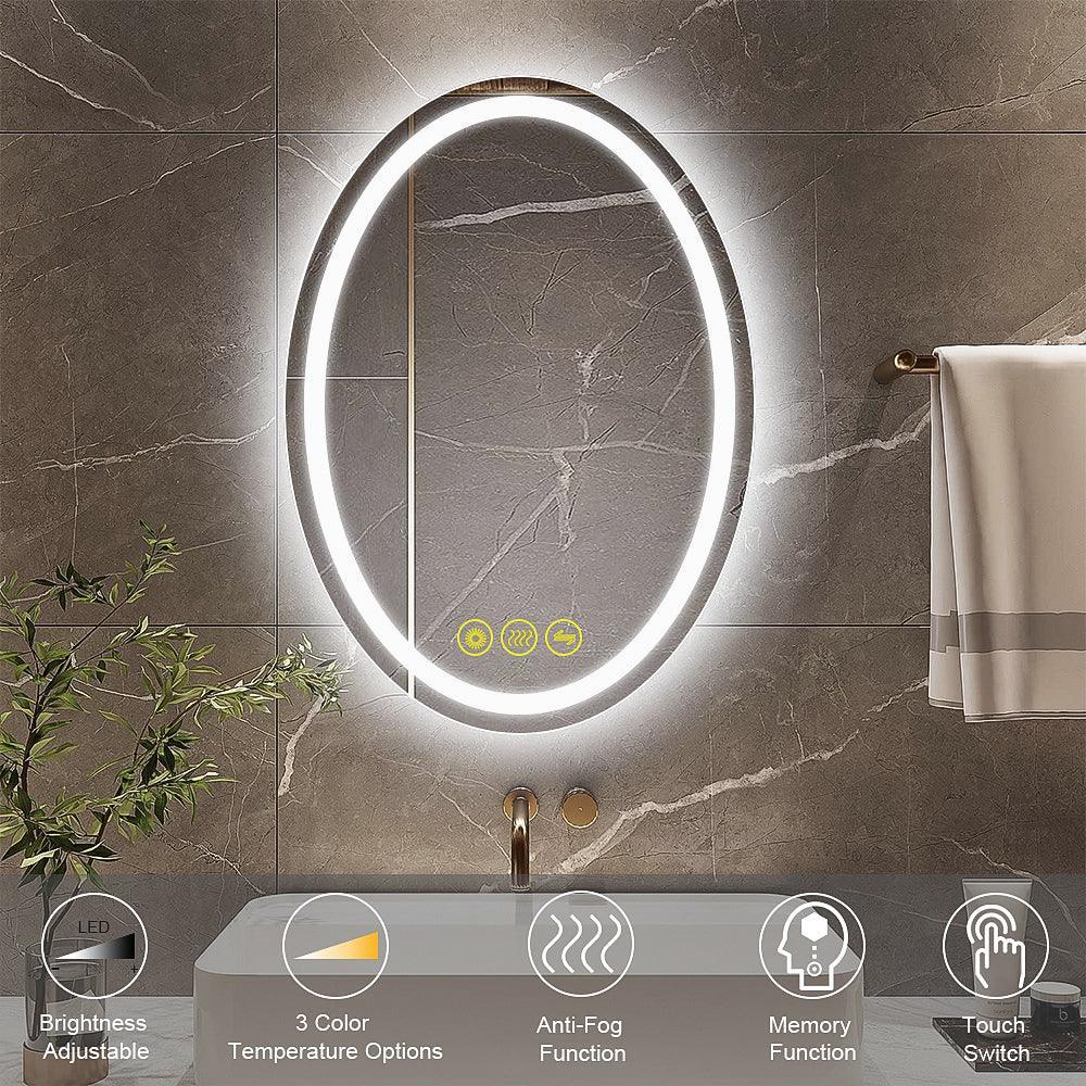 Parrot Uncle SmartReflex Oval LED Mirror Backlit 3000K-6400K Frameless Anti-Fog Dimmable Bathroom/Vanity Mirror - Image 7