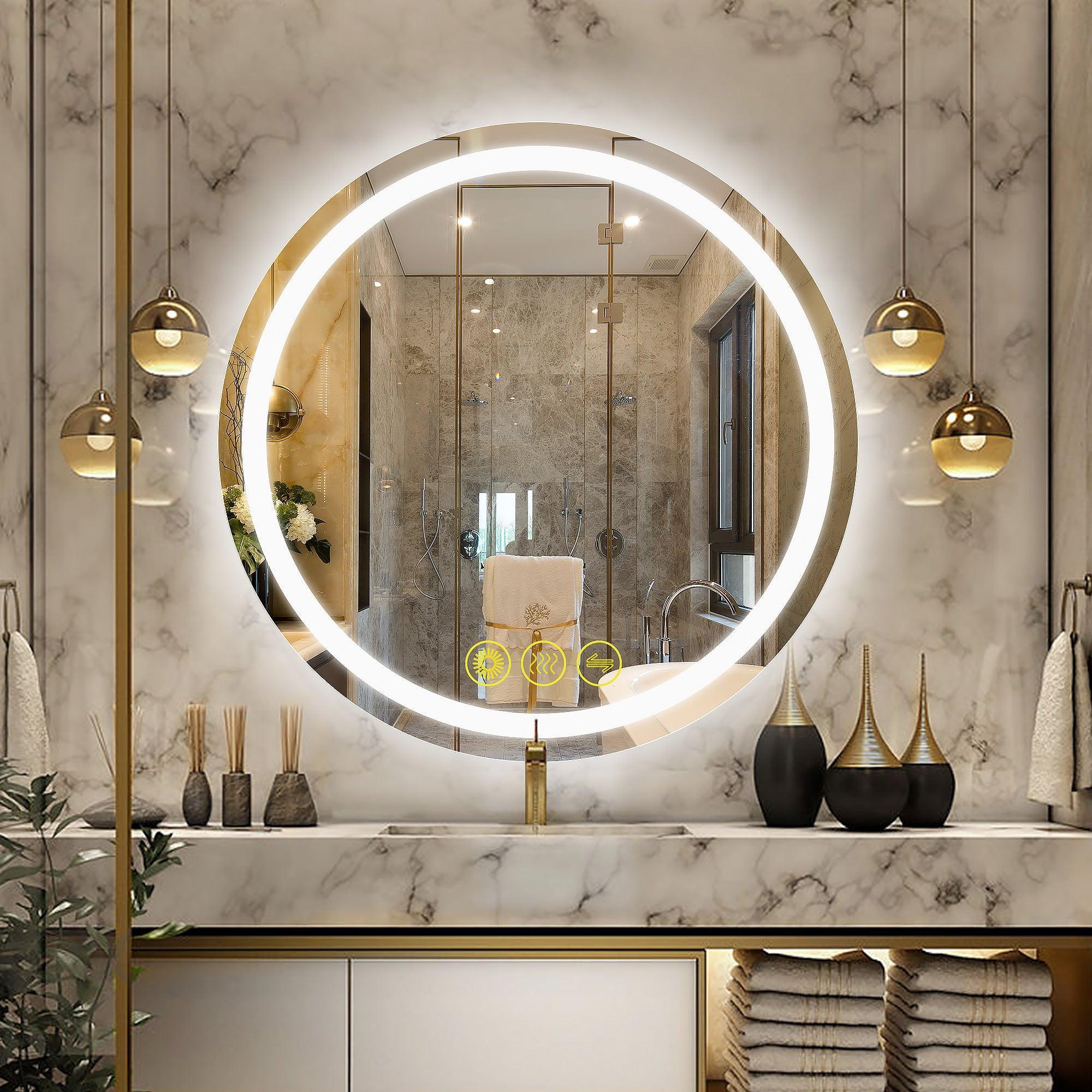 Parrot Uncle SmartShine Contemporary LED Dimmable Round Anti-Fog Backlit Bathroom Vanity Mirror - Image 13
