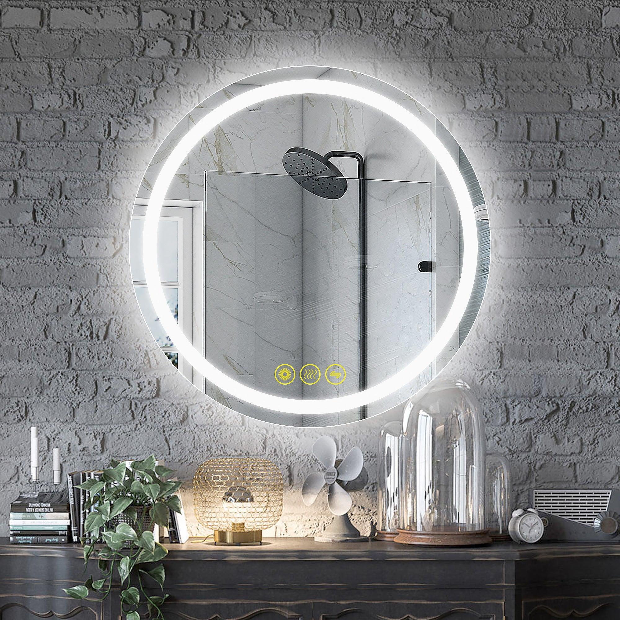 Parrot Uncle SmartShine Contemporary LED Dimmable Round Anti-Fog Backlit Bathroom Vanity Mirror - Image 5