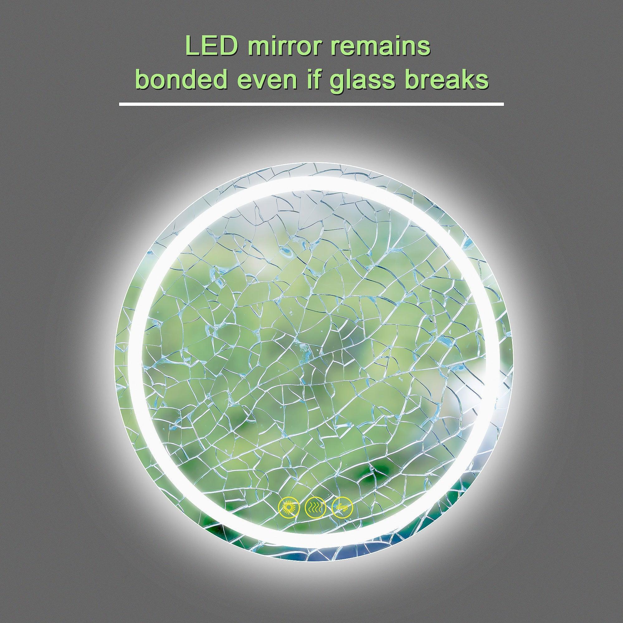 Parrot Uncle SmartShine Contemporary LED Dimmable Round Anti-Fog Backlit Bathroom Vanity Mirror - Image 7