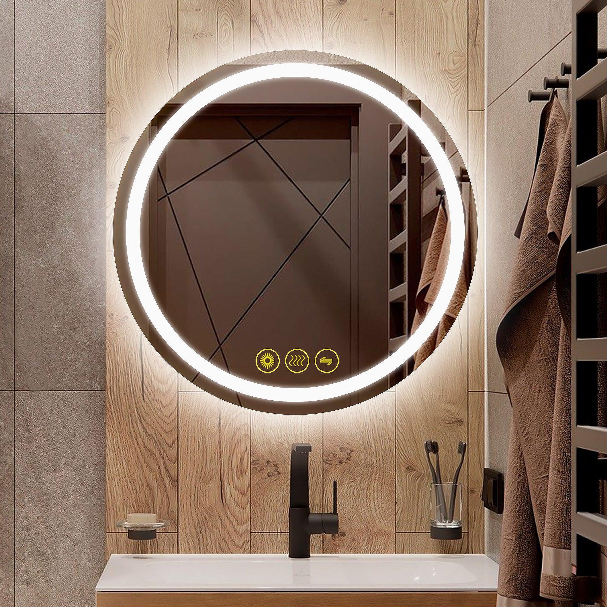 Parrot Uncle SmartShine Contemporary LED Dimmable Round Anti-Fog Backlit Bathroom Vanity Mirror - Image 8