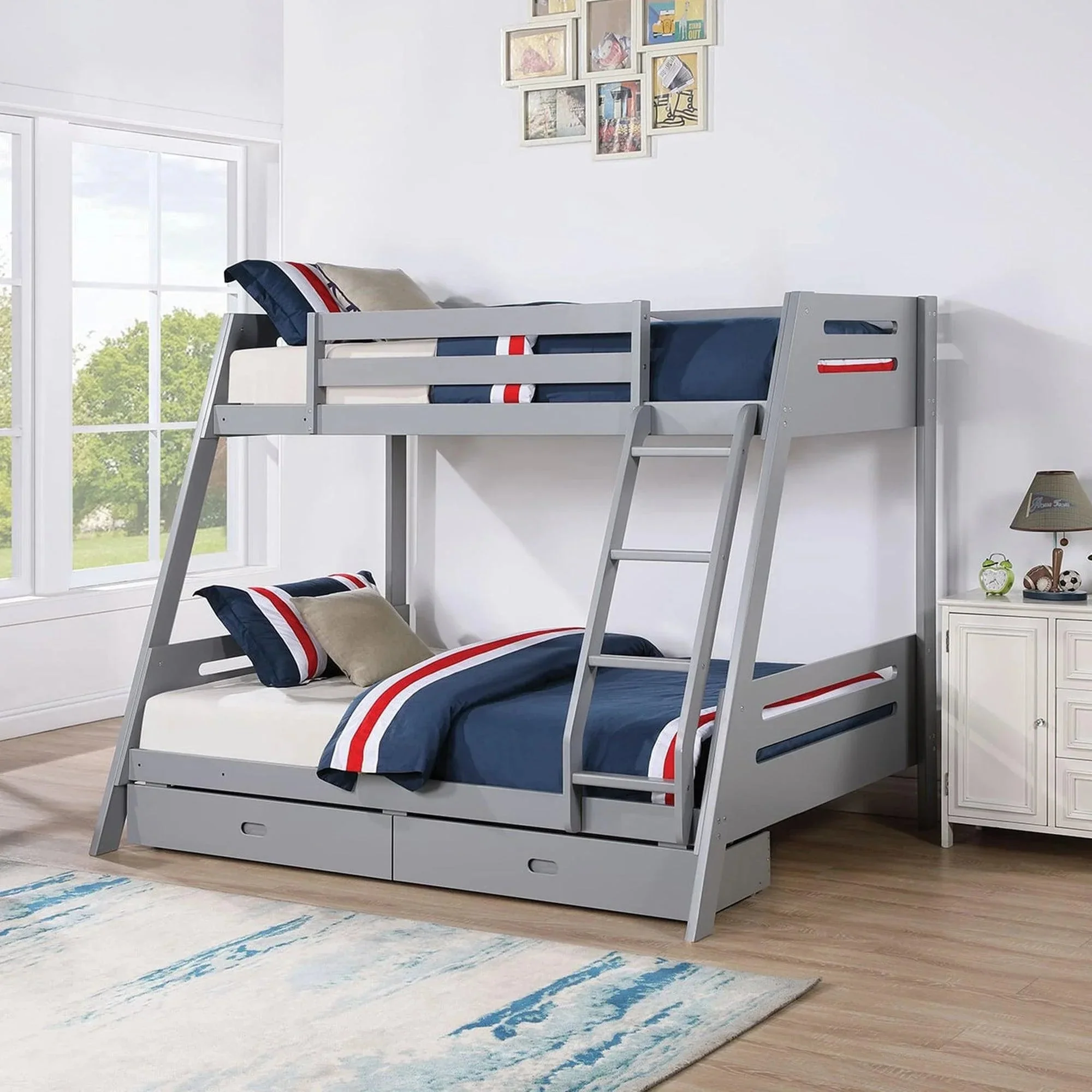 Parrot Uncle Solid Wood Twin / Full Bunk Bed with Reversible Angled Ladder and Underbed Drawers - Image 10