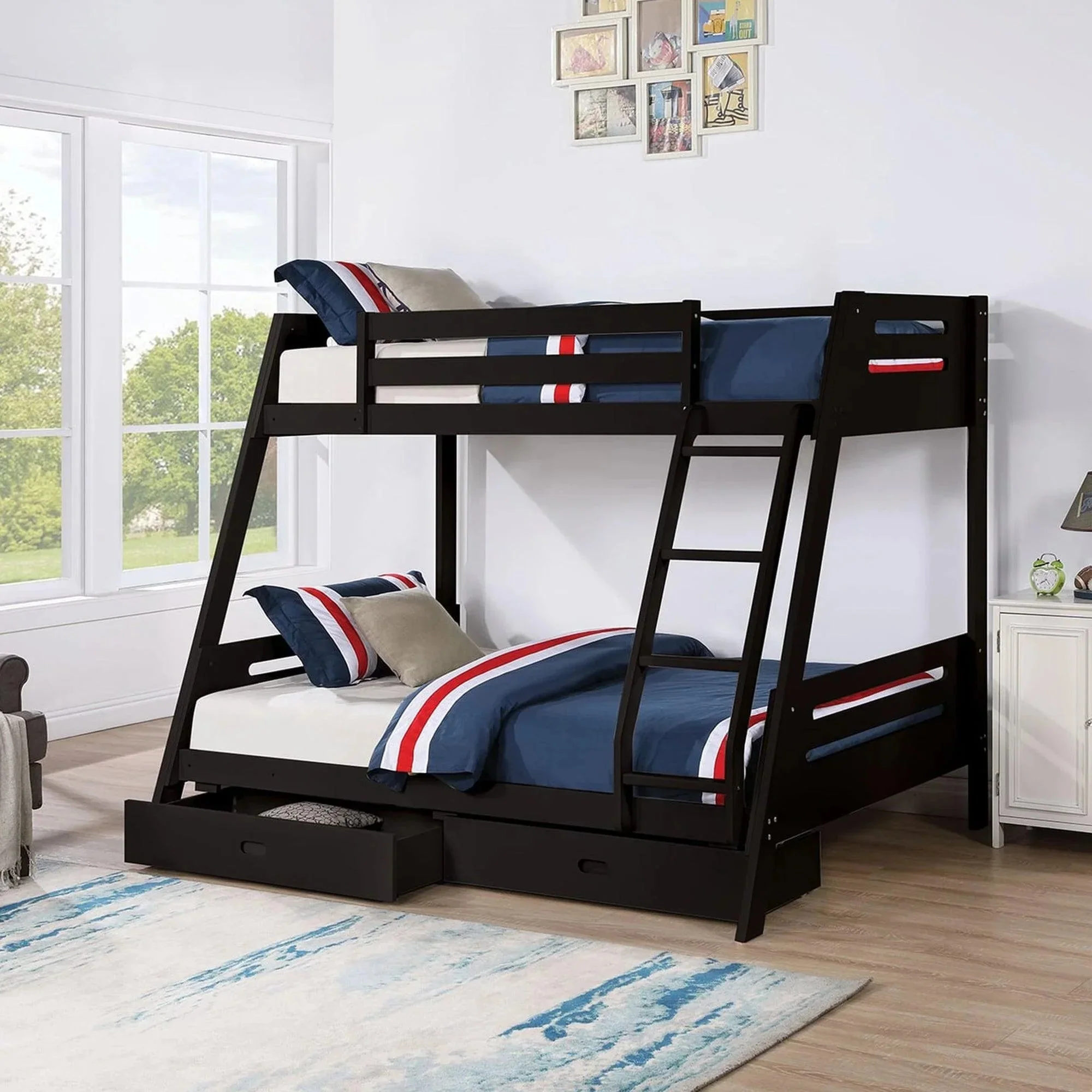 Parrot Uncle Solid Wood Twin / Full Bunk Bed with Reversible Angled Ladder and Underbed Drawers - Image 12