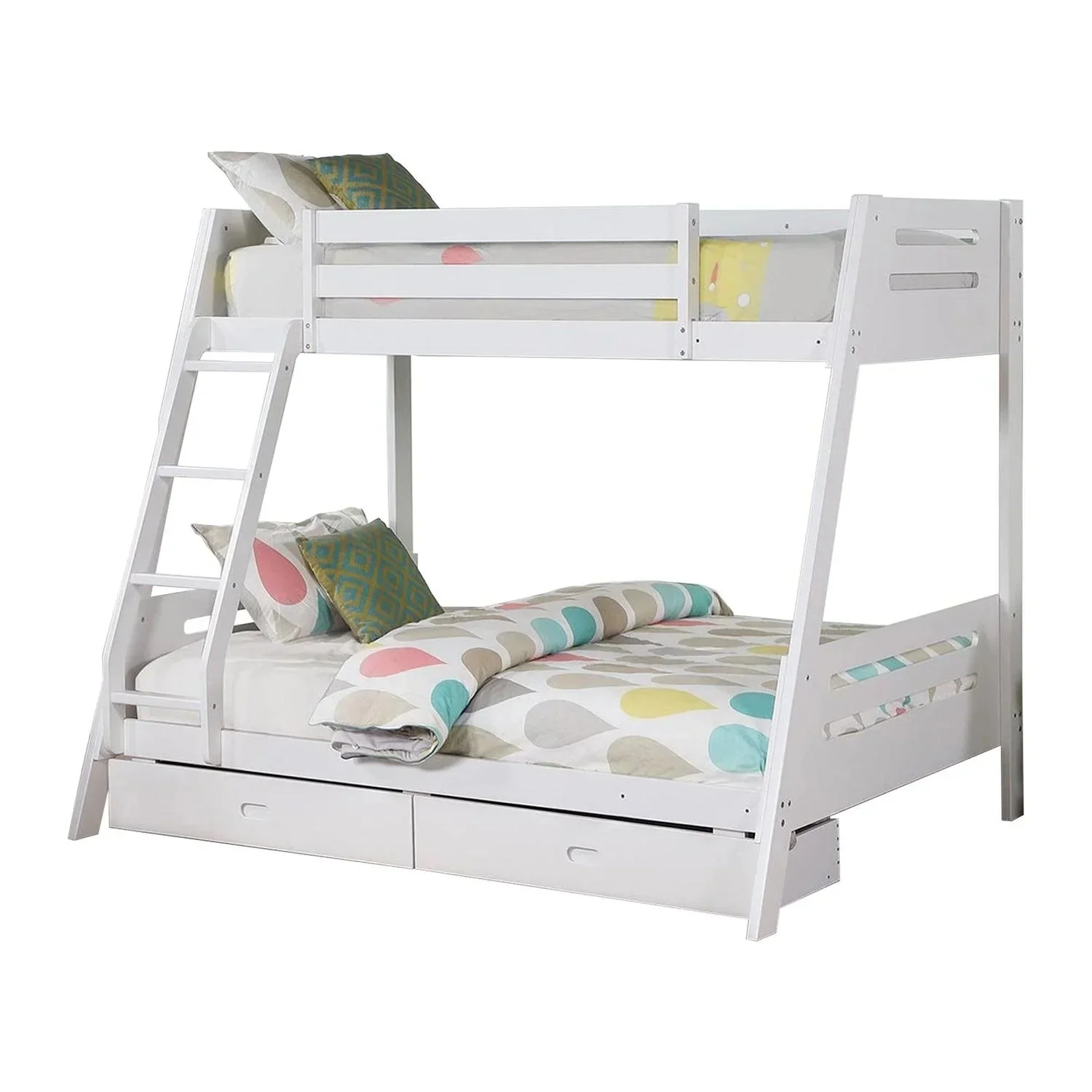 Parrot Uncle Solid Wood Twin / Full Bunk Bed with Reversible Angled Ladder and Underbed Drawers - Image 2