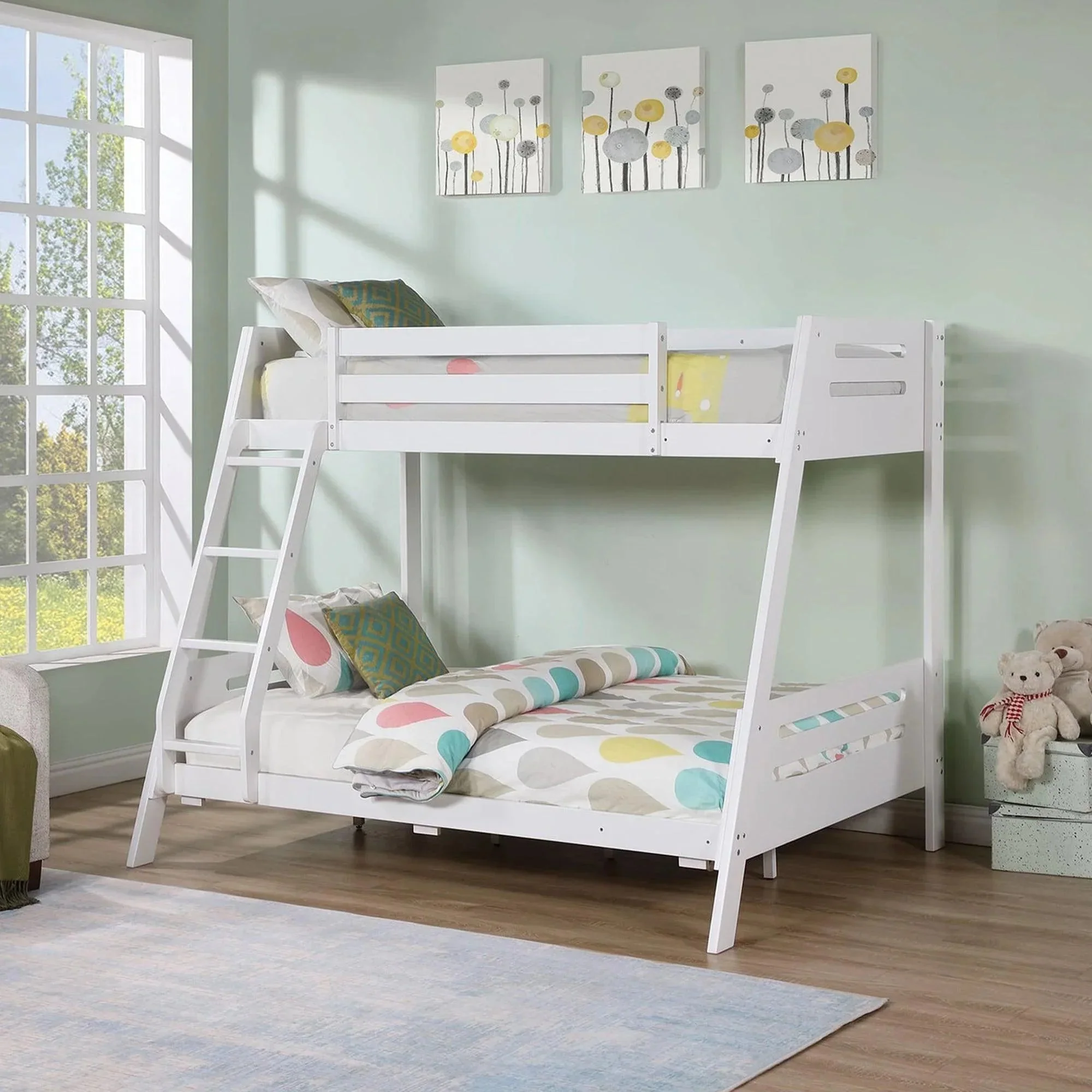 Parrot Uncle Solid Wood Twin / Full Bunk Bed with Reversible Angled Ladder and Underbed Drawers - Image 5
