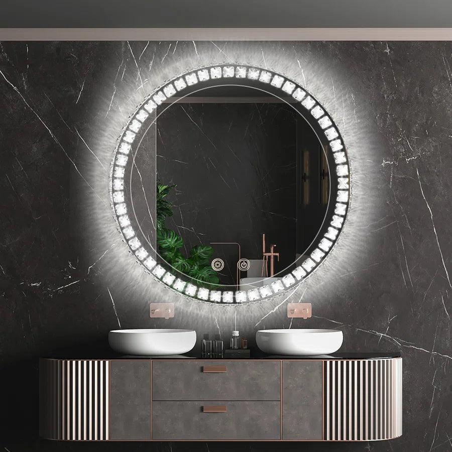 Parrot Uncle Sparkle Vision round 24 in LED Wall-Mounted Frameless Bathroom Vanity Mirror with Anti-Fog,Smart Dimmable and 3 LED Color - Image 10