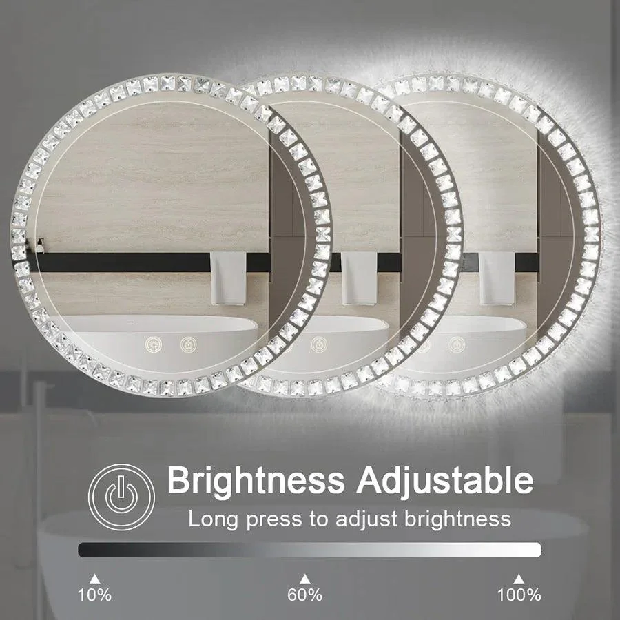 Parrot Uncle Sparkle Vision round 24 in LED Wall-Mounted Frameless Bathroom Vanity Mirror with Anti-Fog,Smart Dimmable and 3 LED Color - Image 7