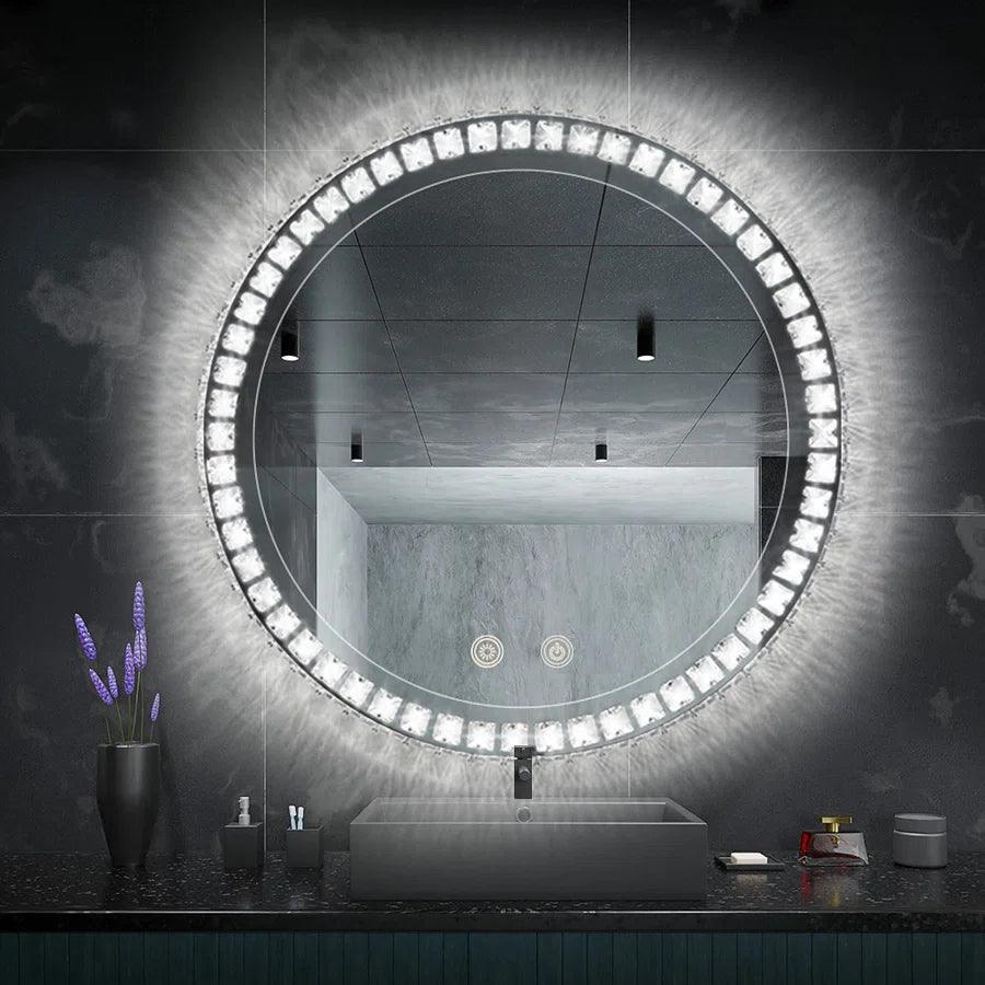 Parrot Uncle Sparkle Vision round 24 in LED Wall-Mounted Frameless Bathroom Vanity Mirror with Anti-Fog,Smart Dimmable and 3 LED Color - Image 8