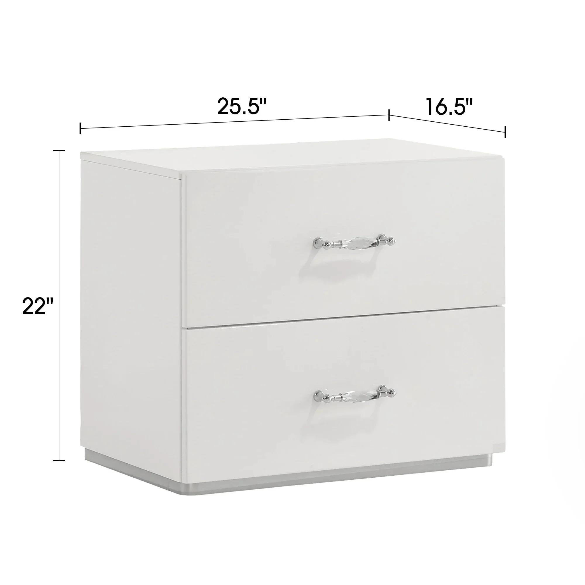Parrot Uncle Stoholm Nightstand with 2-Drawer in Modern White & Chrome Handles (FM72000WH-N-PU) - Image 8