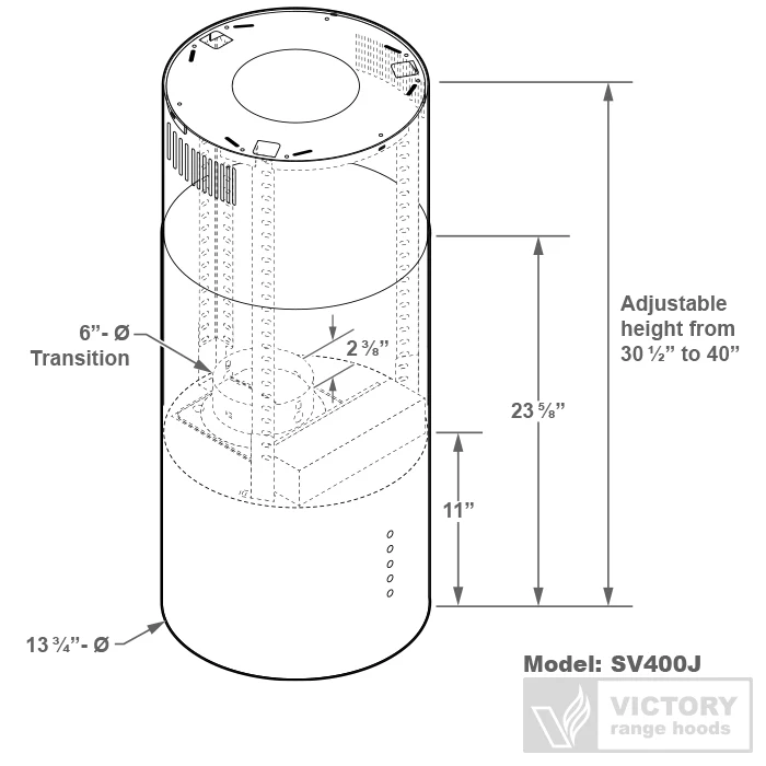 Victory Modern Cylinder Round Island Range Hood (SV400J) - Image 3