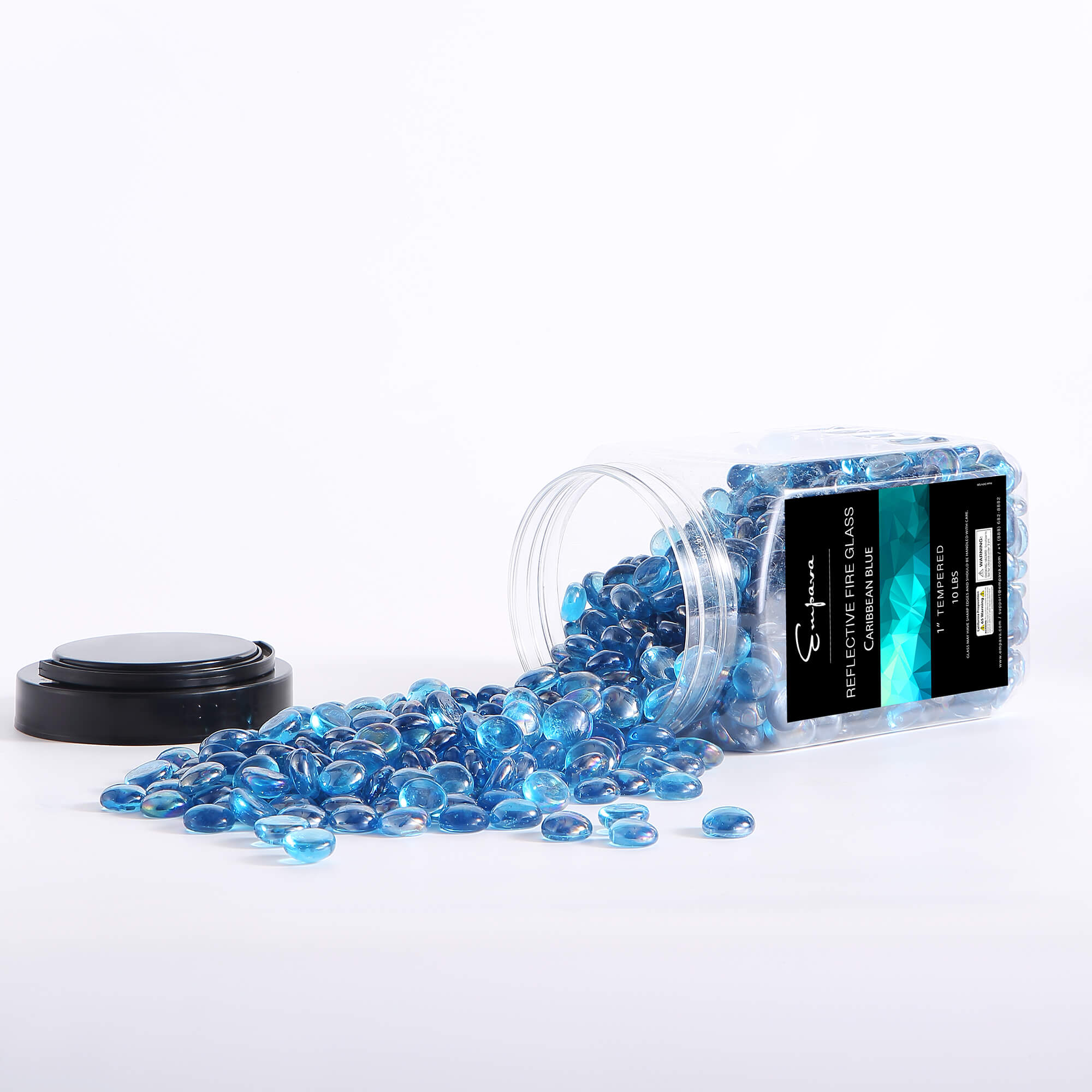 Empava Tempered Fire Glass Beads in Carribean Blue (EMPV-FG89) - Image 2