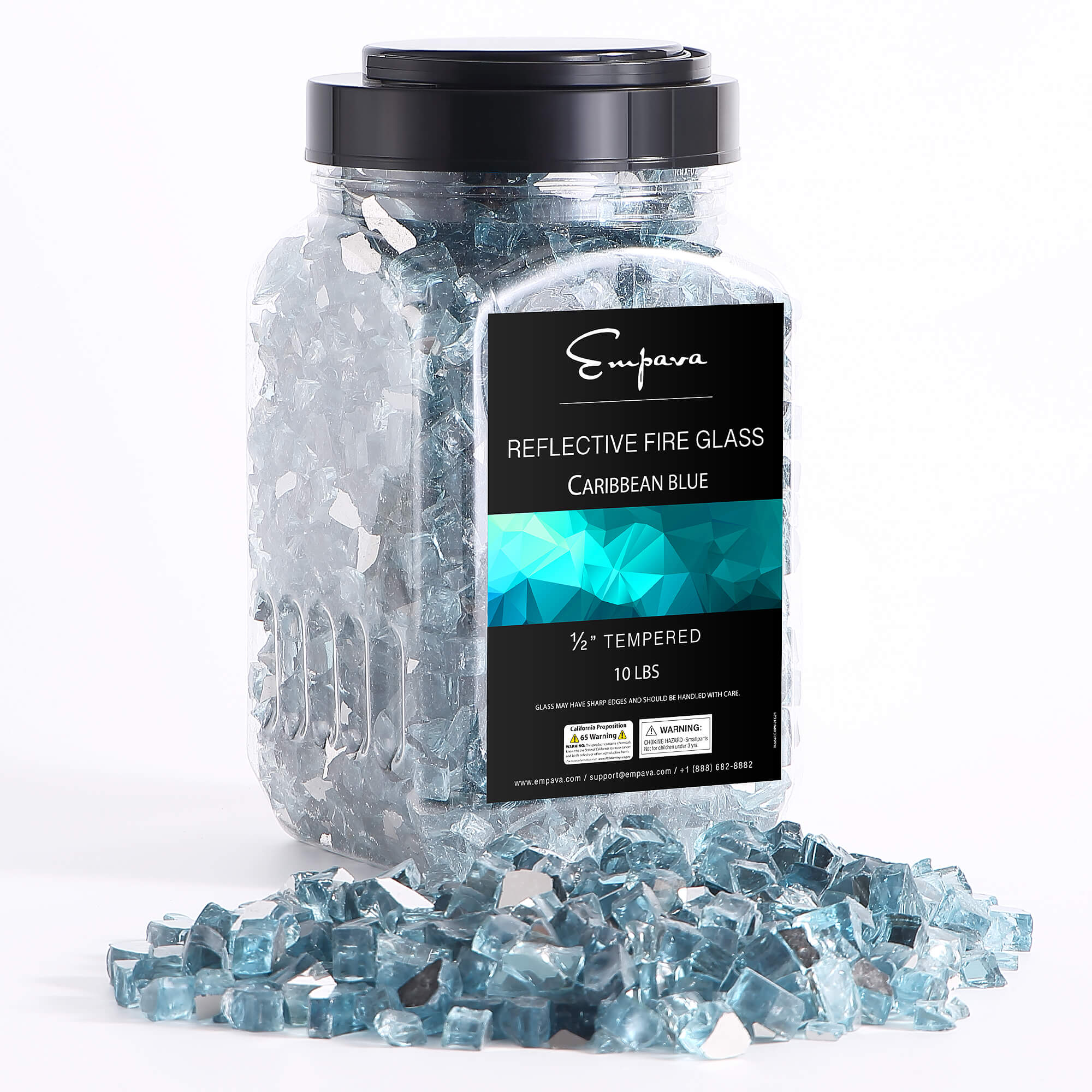 Empava Tempered Fire Glass in Carribean Blue (EMPV-2FG71) - Image 4