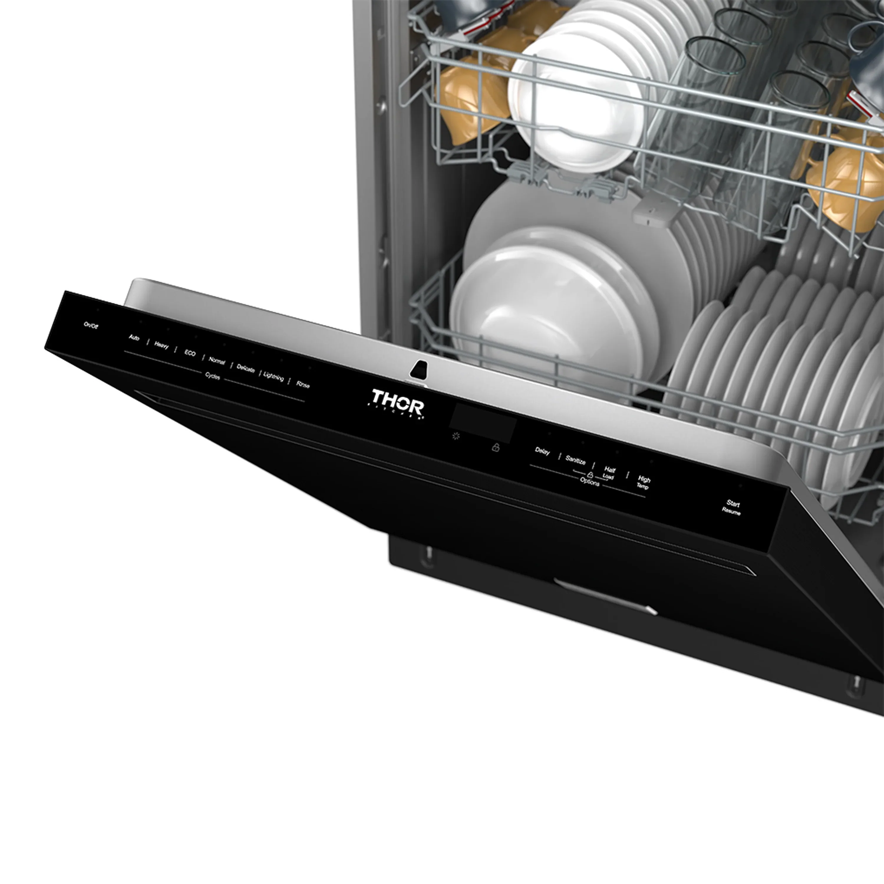 Thor Kitchen 24-Inch Built-In Dishwasher with 7 Cycles and Pocket Handle in Black (TDW24PTB) - Image 15