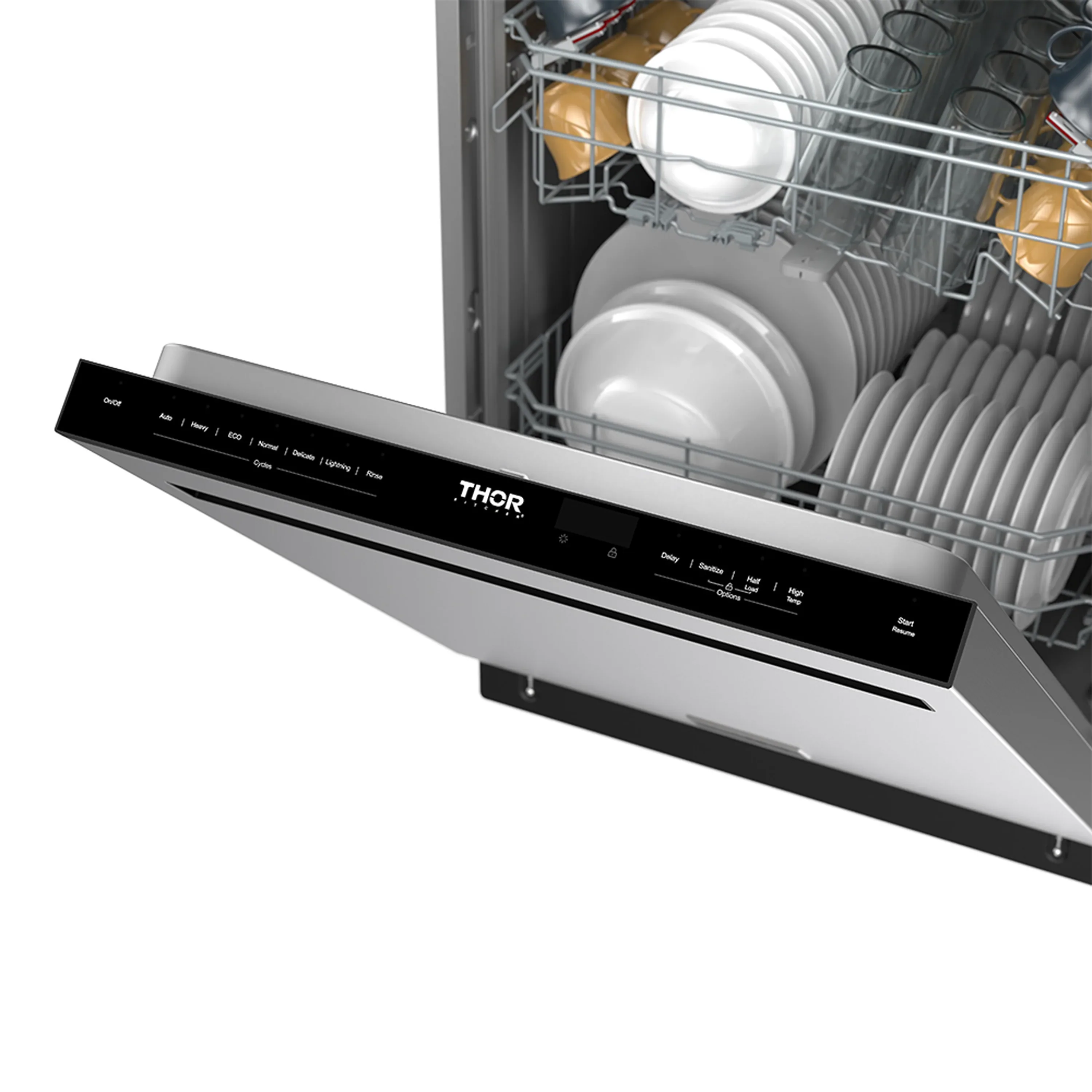 Thor Kitchen 24-Inch Built-In Dishwasher with 7 Cycles and Pocket Handle in Stainless Steel (TDW24PT) - Image 15