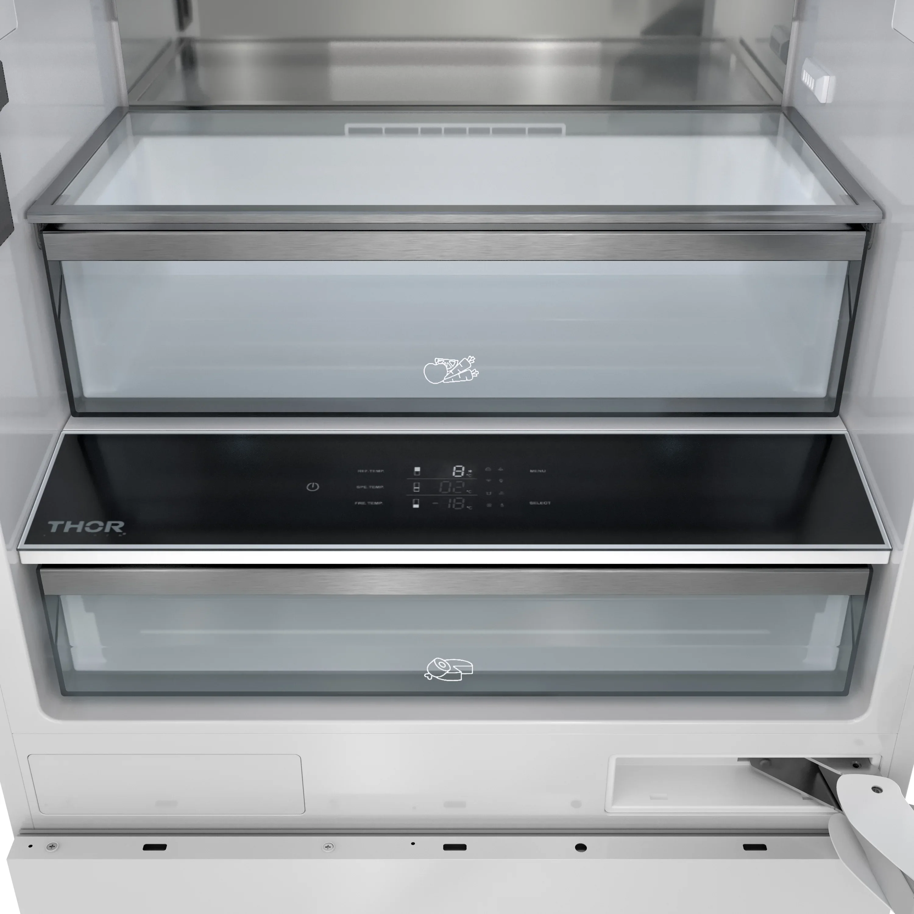 Thor Kitchen X-Series 30-Inch 16.1 Cu. Ft. Panel Ready Refrigerator with Bottom Freezer, Internal Water Dispenser and Ice Maker (XRF3016BBP) - Image 8