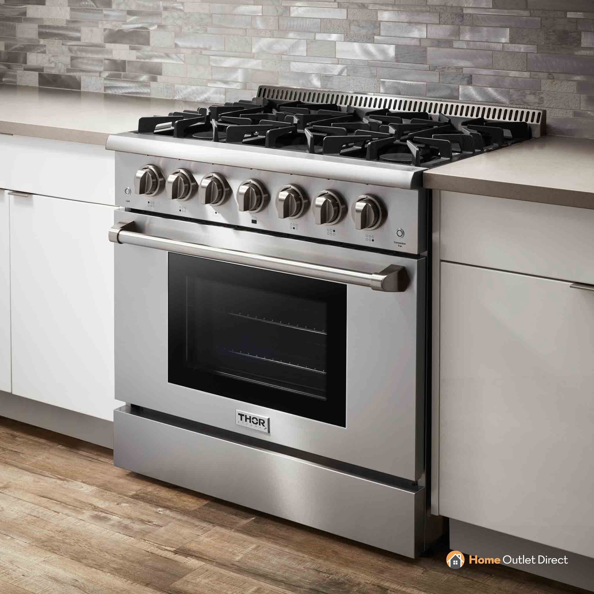 Thor Kitchen 36-Inch 5.2 Cu. Ft. Oven Dual Fuel Range with Propane Gas Cooktop in Stainless Steel (HRD3606ULP) - Image 4