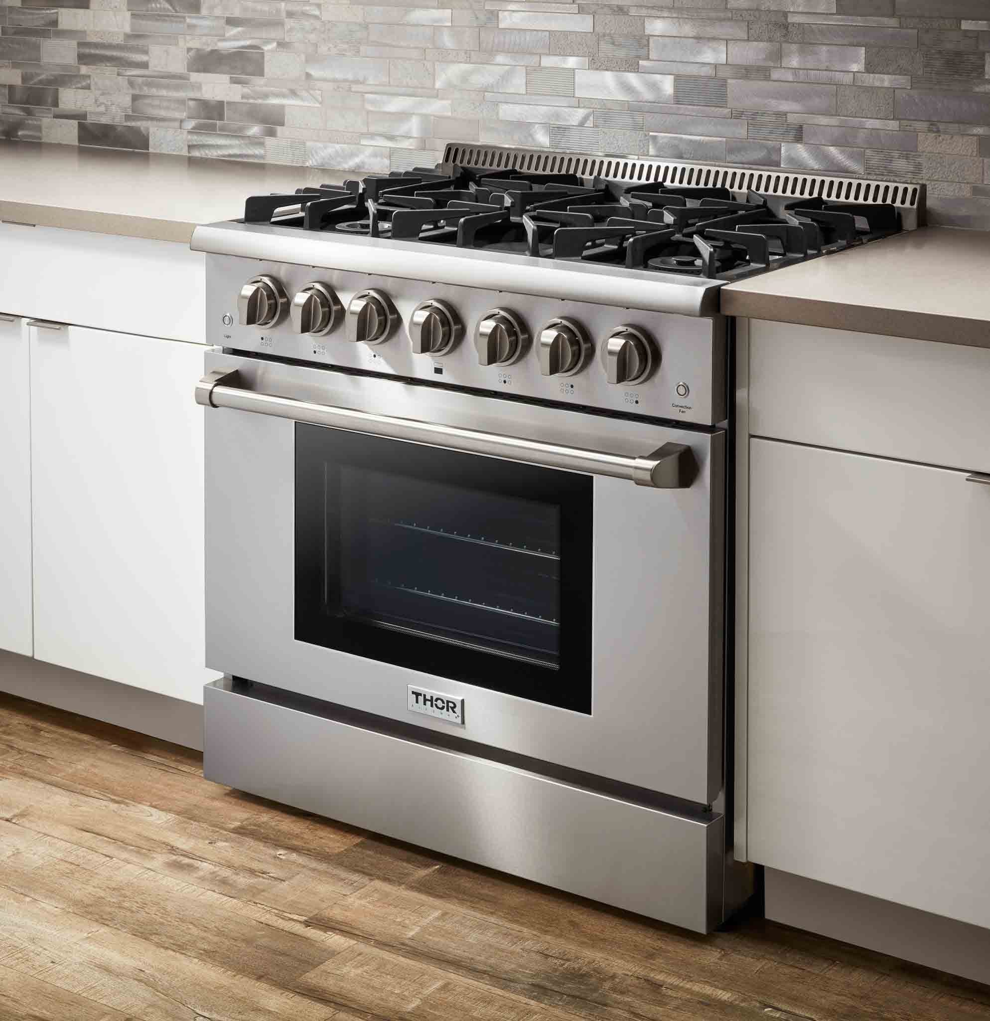 Thor Kitchen 36-Inch 5.2 Cu. Ft. Professional Propane Gas Range with in Stainless Steel (HRG3618ULP) - Image 2