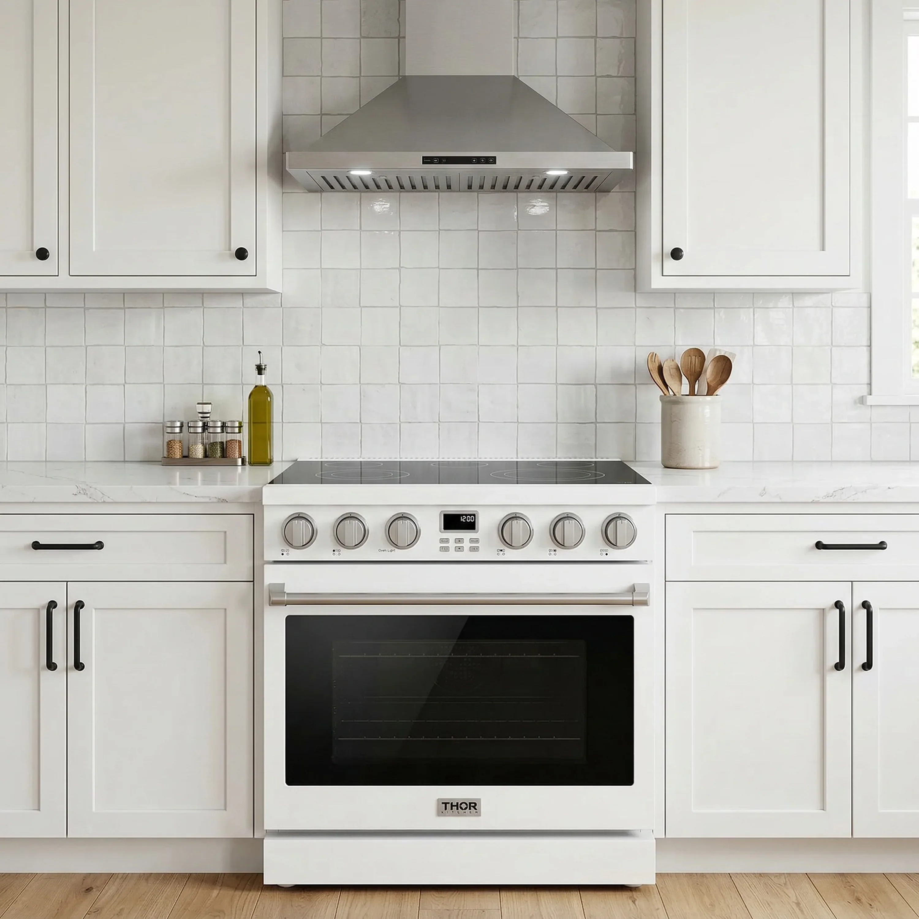 Thor Kitchen 36-Inch Electric Range with 6.0 cu. ft. Convection Oven in White (ARE36W) - Image 2