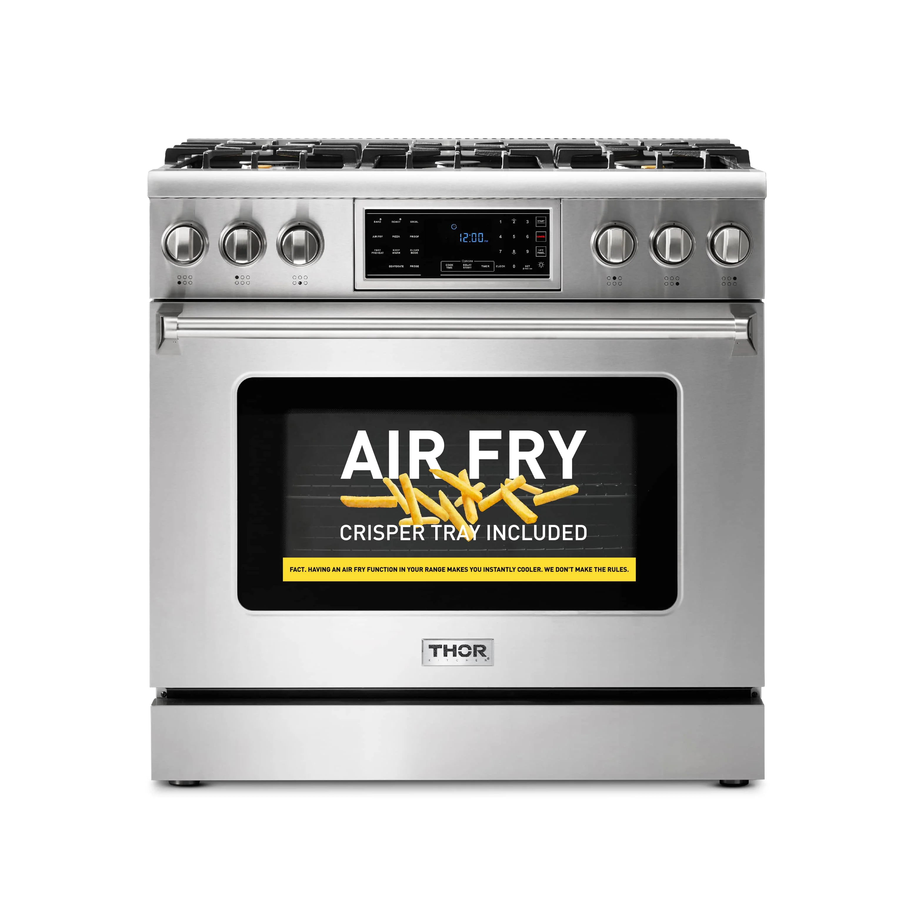 Thor Kitchen 36-Inch Propane Gas Range with 6.0 Cu. Ft. Self-Cleaning Oven, Air Fryer, Tilt Panel in Stainless Steel (TRG3601LP) - Image 2