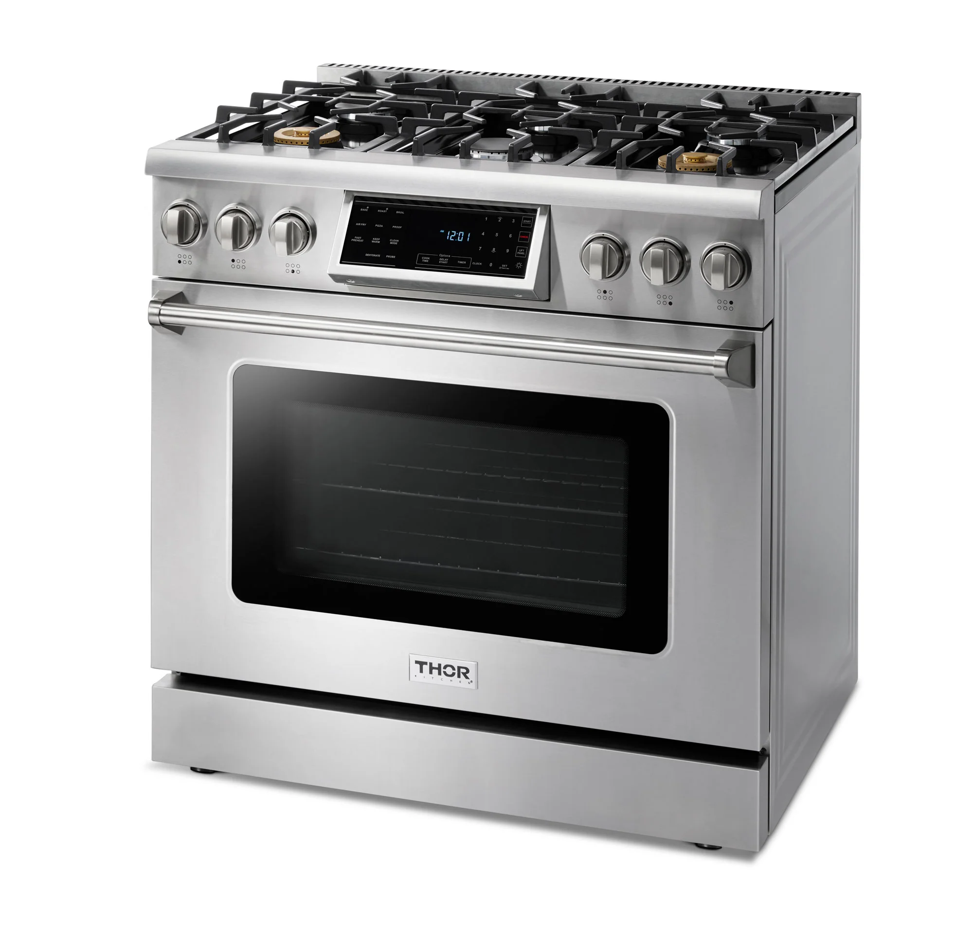 Thor Kitchen 36-Inch Propane Gas Range with 6.0 Cu. Ft. Self-Cleaning Oven, Air Fryer, Tilt Panel in Stainless Steel (TRG3601LP) - Image 8