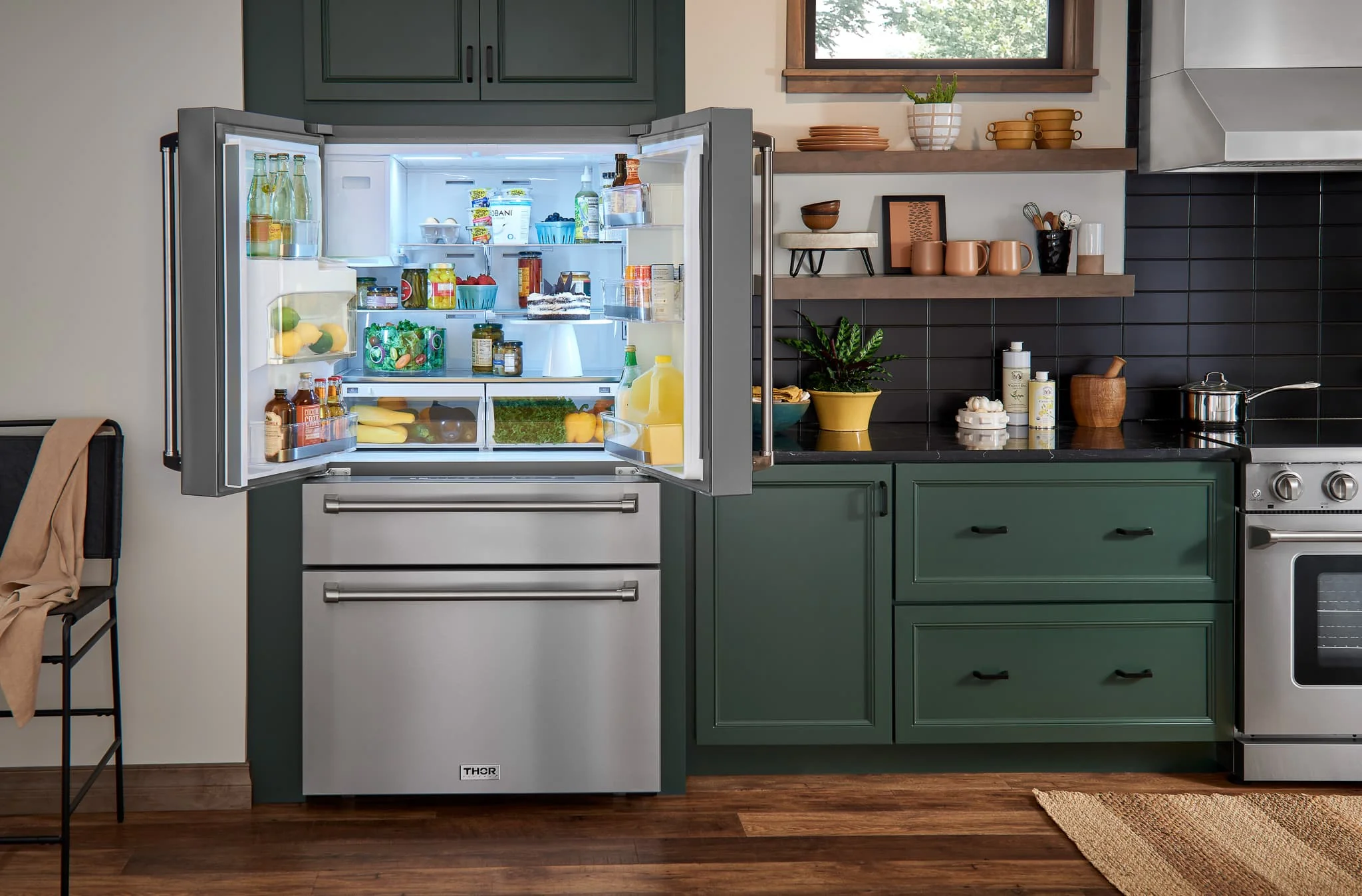 Thor Kitchen A-Series 4-Piece Appliance Package - 48-Inch Gas Range, Pro-Style Wall Mount Range Hood, Refrigerator with Water Dispenser, and Dishwasher in Stainless Steel - Image 26