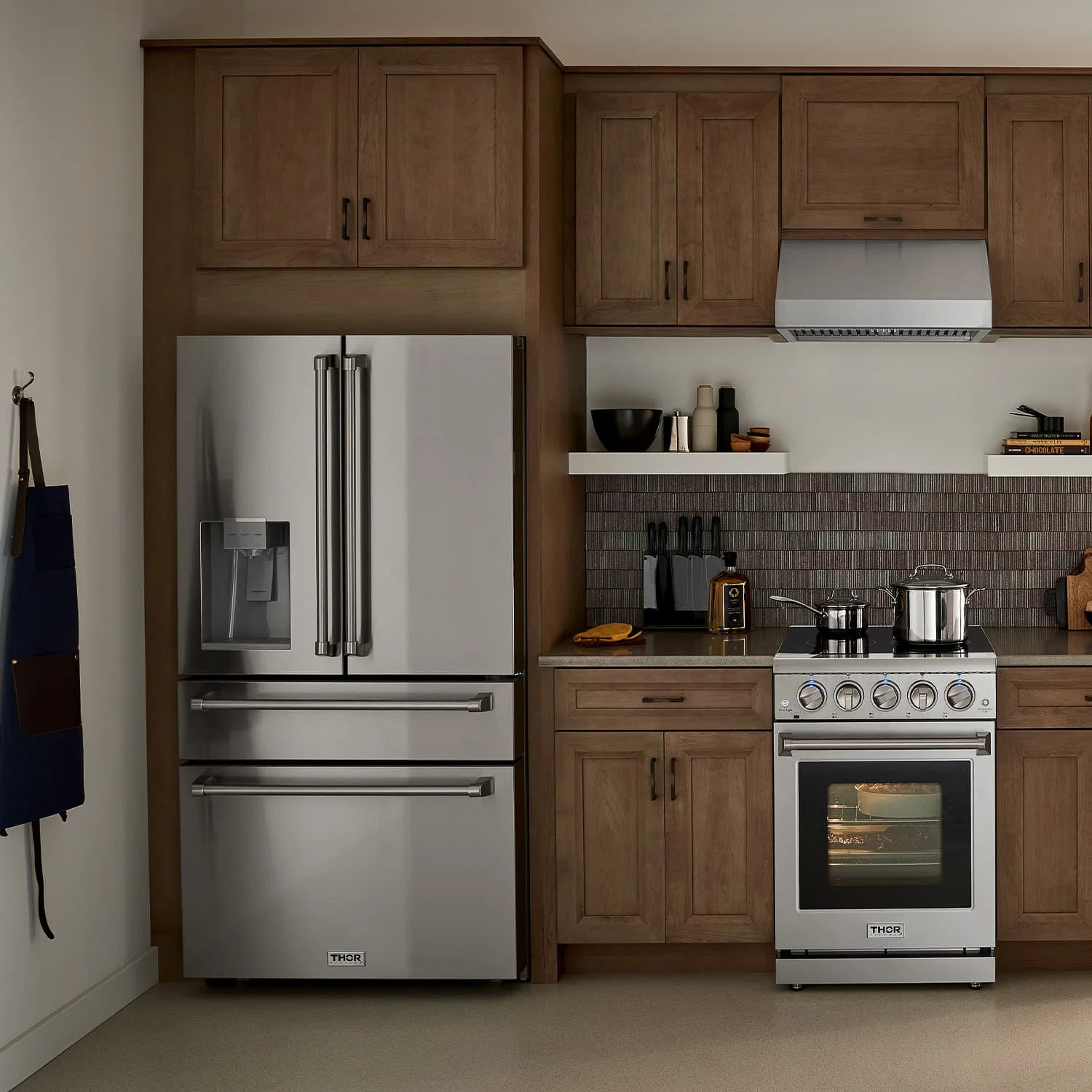 Thor Kitchen A-Series 4-Piece Appliance Package - 48-Inch Gas Range, Under Cabinet Range Hood, Refrigerator with Water Dispenser, and Dishwasher in Stainless Steel - Image 14