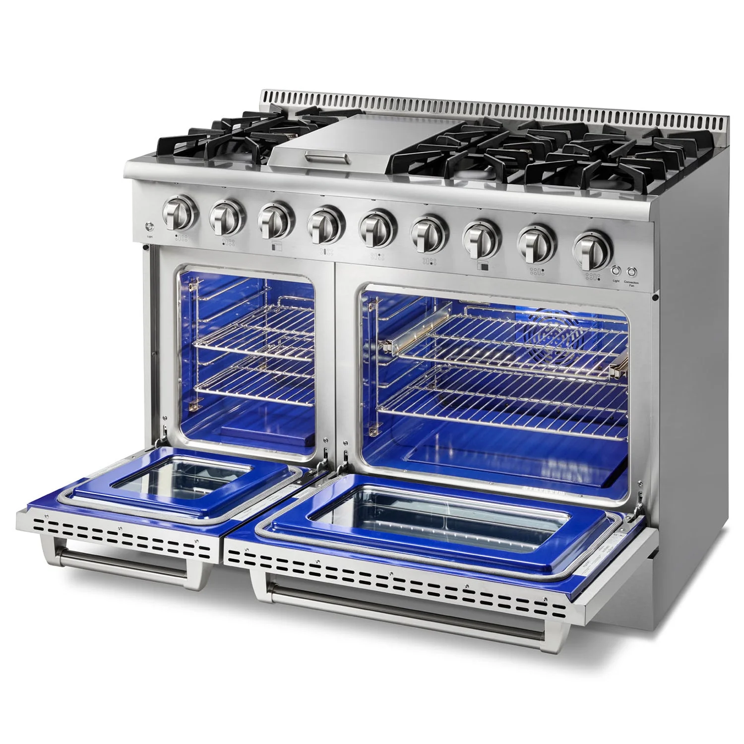 Thor Kitchen 48-Inch Propane Gas Range with 6.7 cu. ft. Double Oven in Stainless Steel (HRG4808ULP) - Image 9