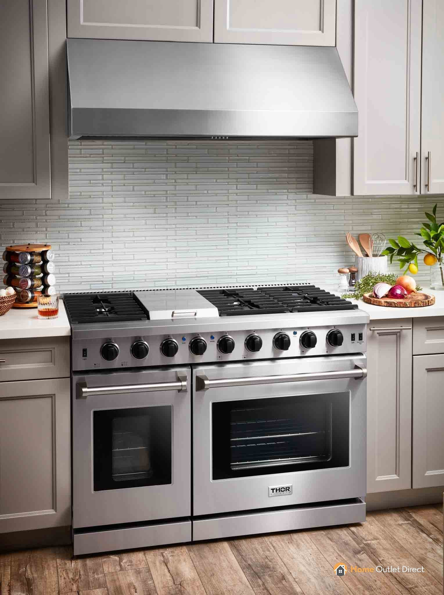 Thor Kitchen 48-Inch 6.8 Cu. Ft. Double Oven Propane Gas Range with in Stainless Steel (LRG4807ULP) - Image 10