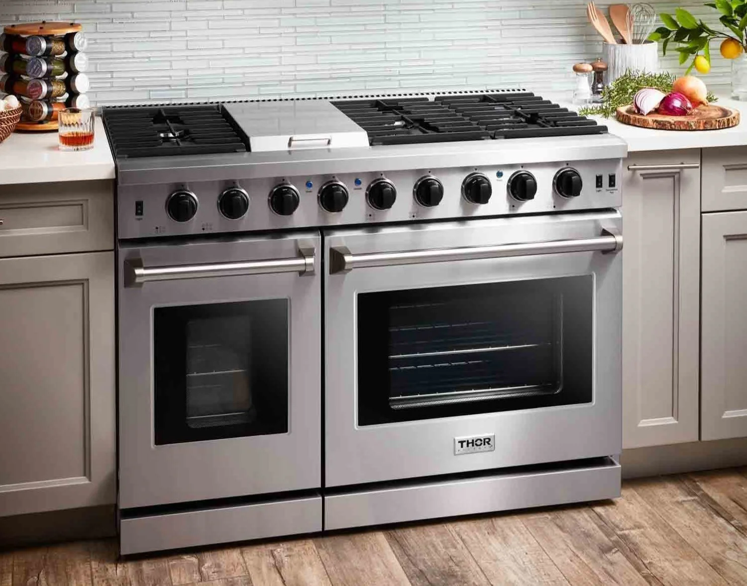 Thor Kitchen 48-Inch 6.8 Cu. Ft. Double Oven Propane Gas Range with in Stainless Steel (LRG4807ULP) - Image 2