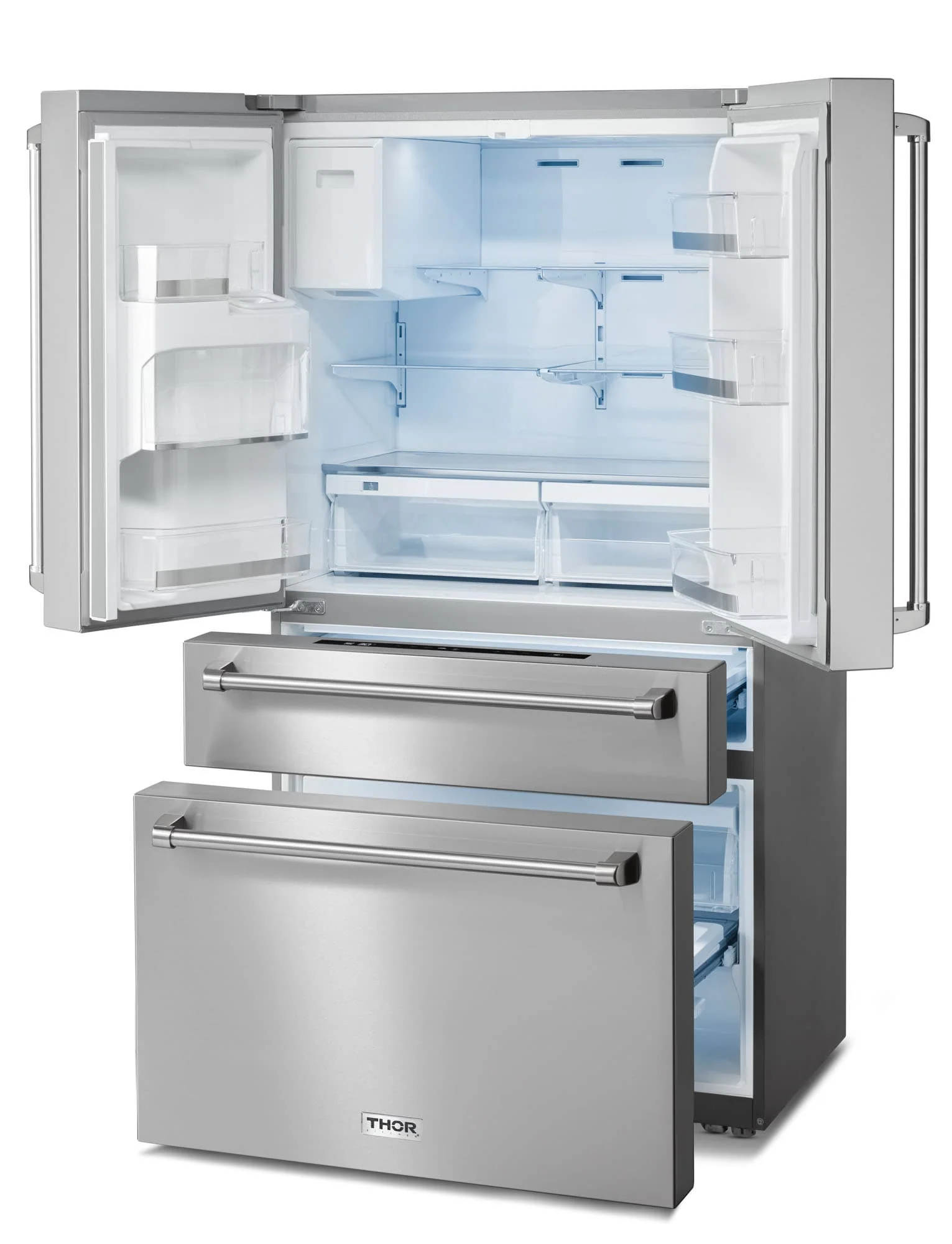 Thor Kitchen A-Series 5-Piece Appliance Package - 48-Inch Gas Range, Under Cabinet Range Hood, Refrigerator with Water Dispenser, Dishwasher, and Microwave in Stainless Steel - Image 16