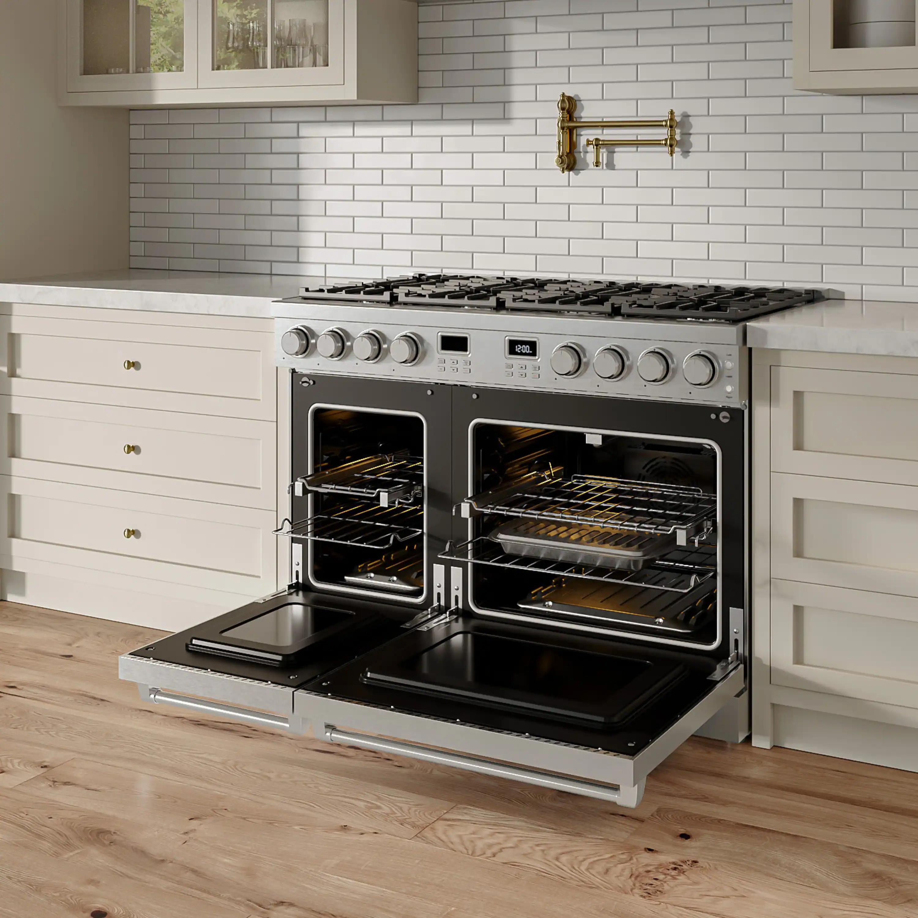 Thor Kitchen A-Series 6-Piece Appliance Package - 48-Inch Gas Range, Pro-Style Wall Mount Range Hood, Refrigerator, Dishwasher, Microwave, and Wine Cooler in Stainless Steel - Image 5