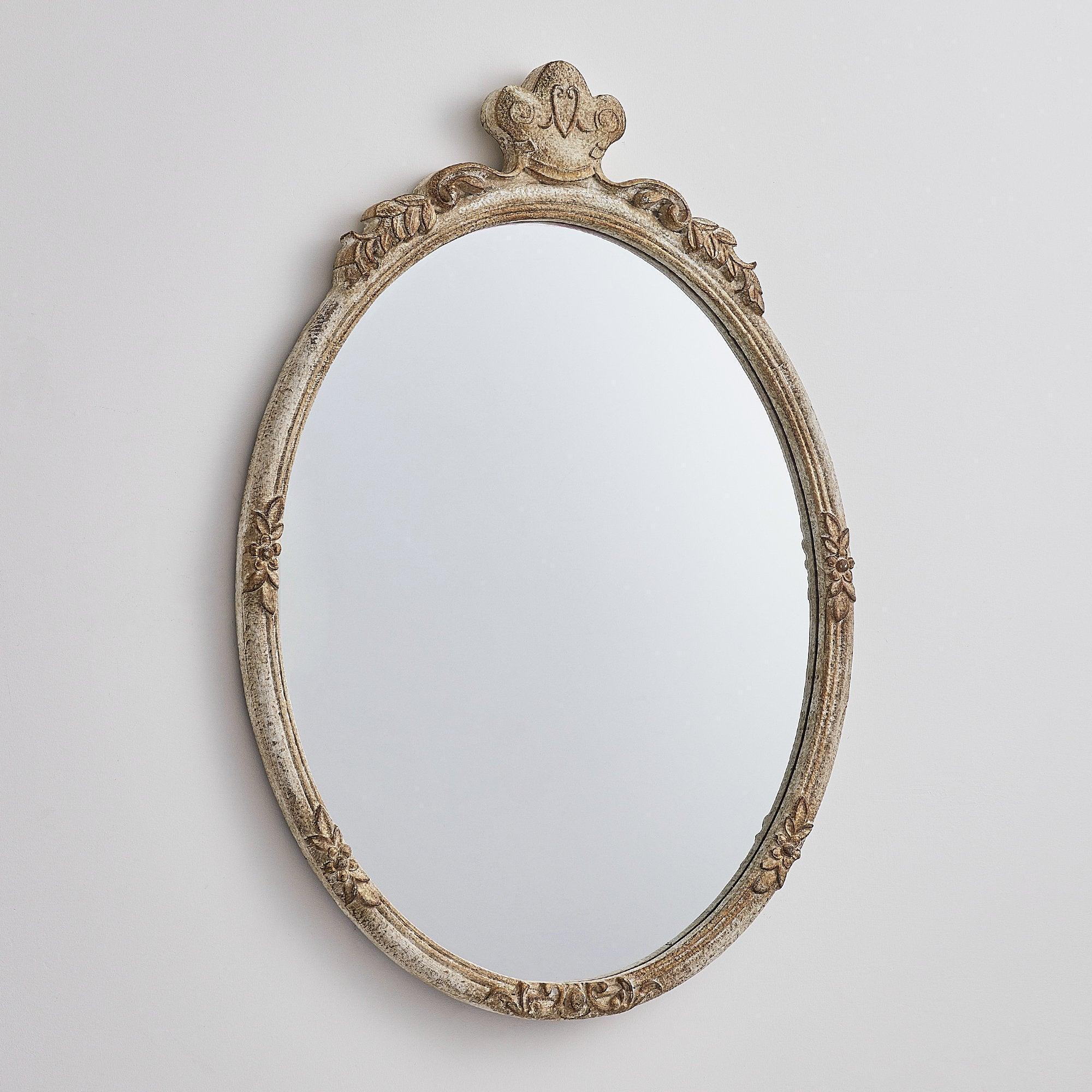 Parrot Uncle Traditioanl Oval Mirror With Wood Frame Rustic Decor Wall Mirror (BBXW-D0002) - Image 4