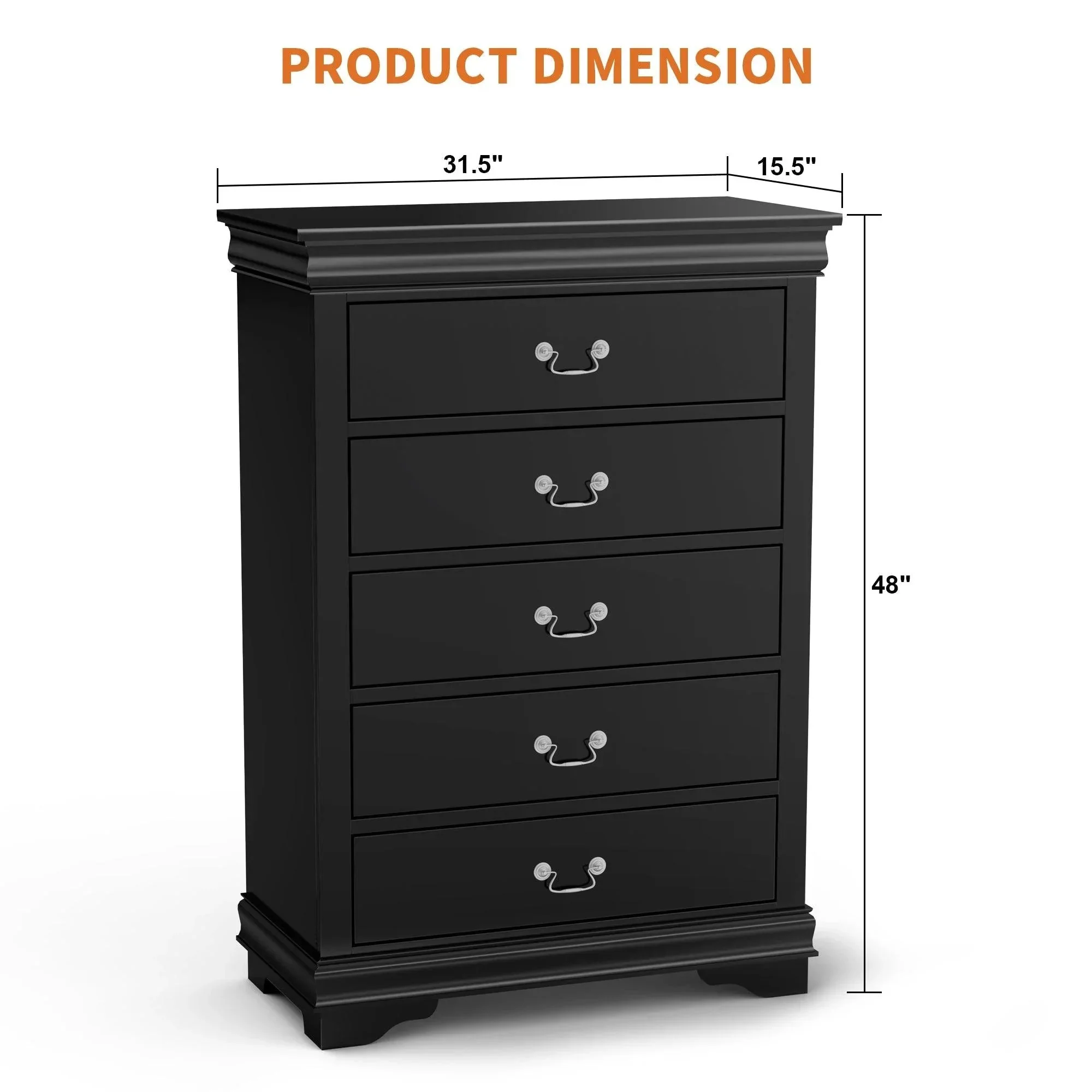 Parrot Uncle Transitional 5-Drawer 31.5-Inch Wide Chest of Drawers with Bracket Feet - Image 11