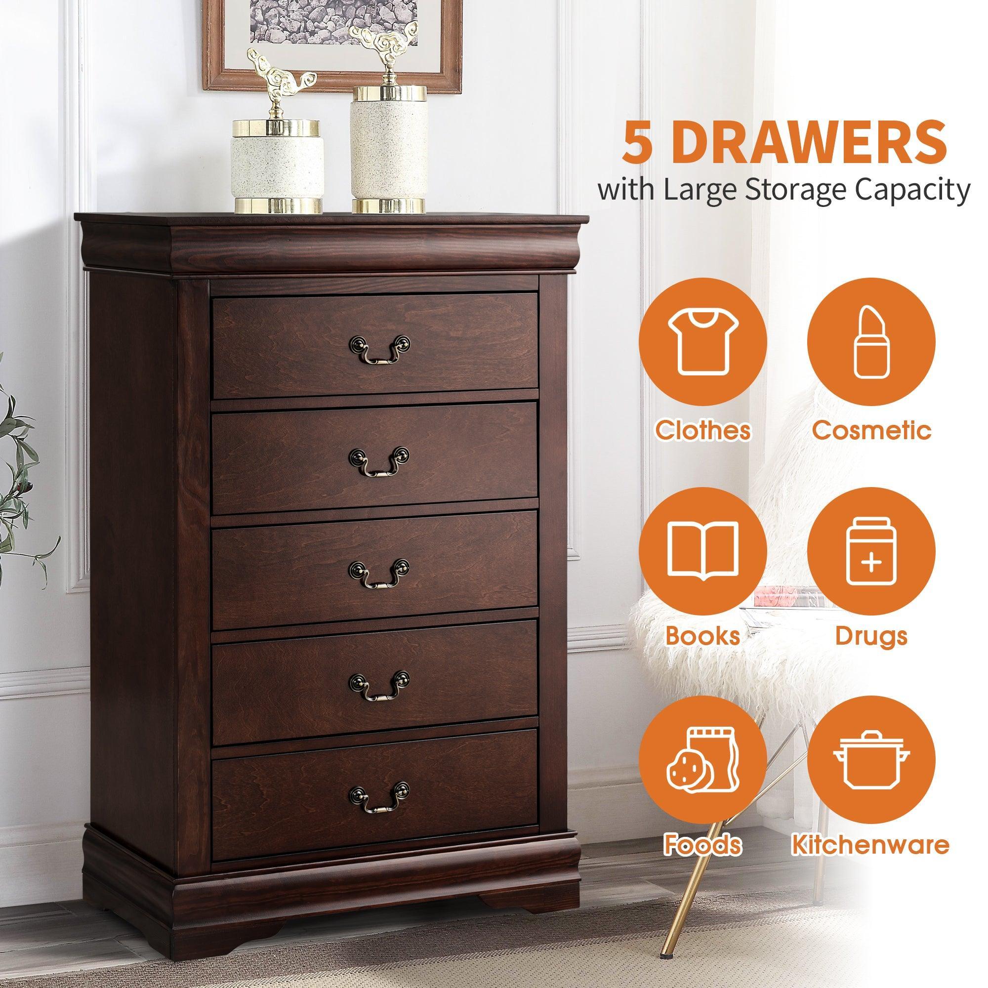 Parrot Uncle Transitional 5-Drawer 31.5-Inch Wide Chest of Drawers with Bracket Feet - Image 13