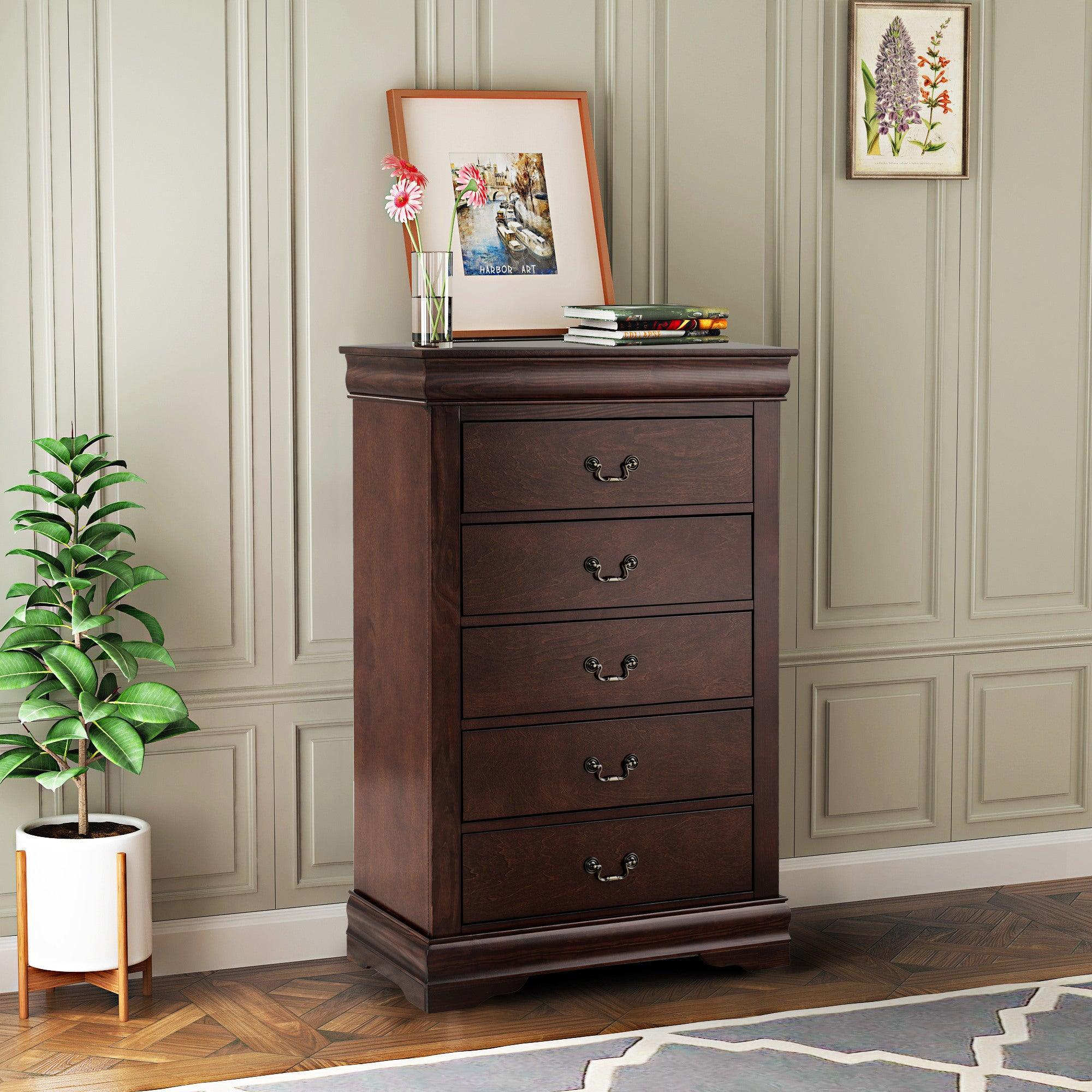 Parrot Uncle Transitional 5-Drawer 31.5-Inch Wide Chest of Drawers with Bracket Feet - Image 16