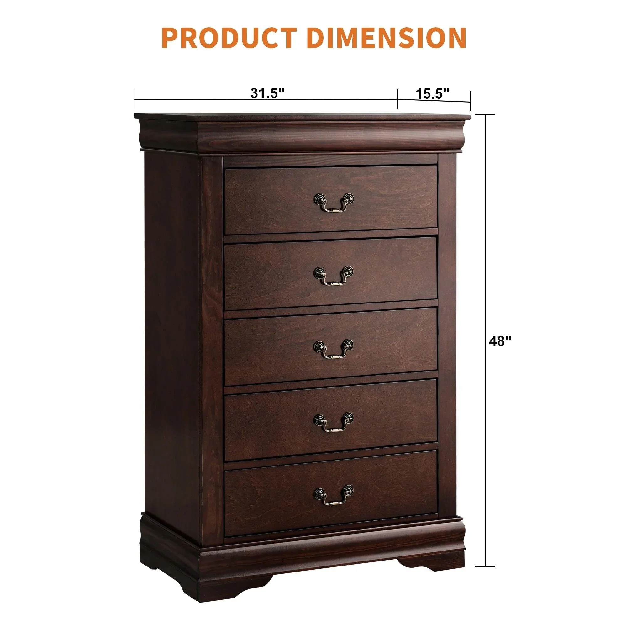 Parrot Uncle Transitional 5-Drawer 31.5-Inch Wide Chest of Drawers with Bracket Feet - Image 22
