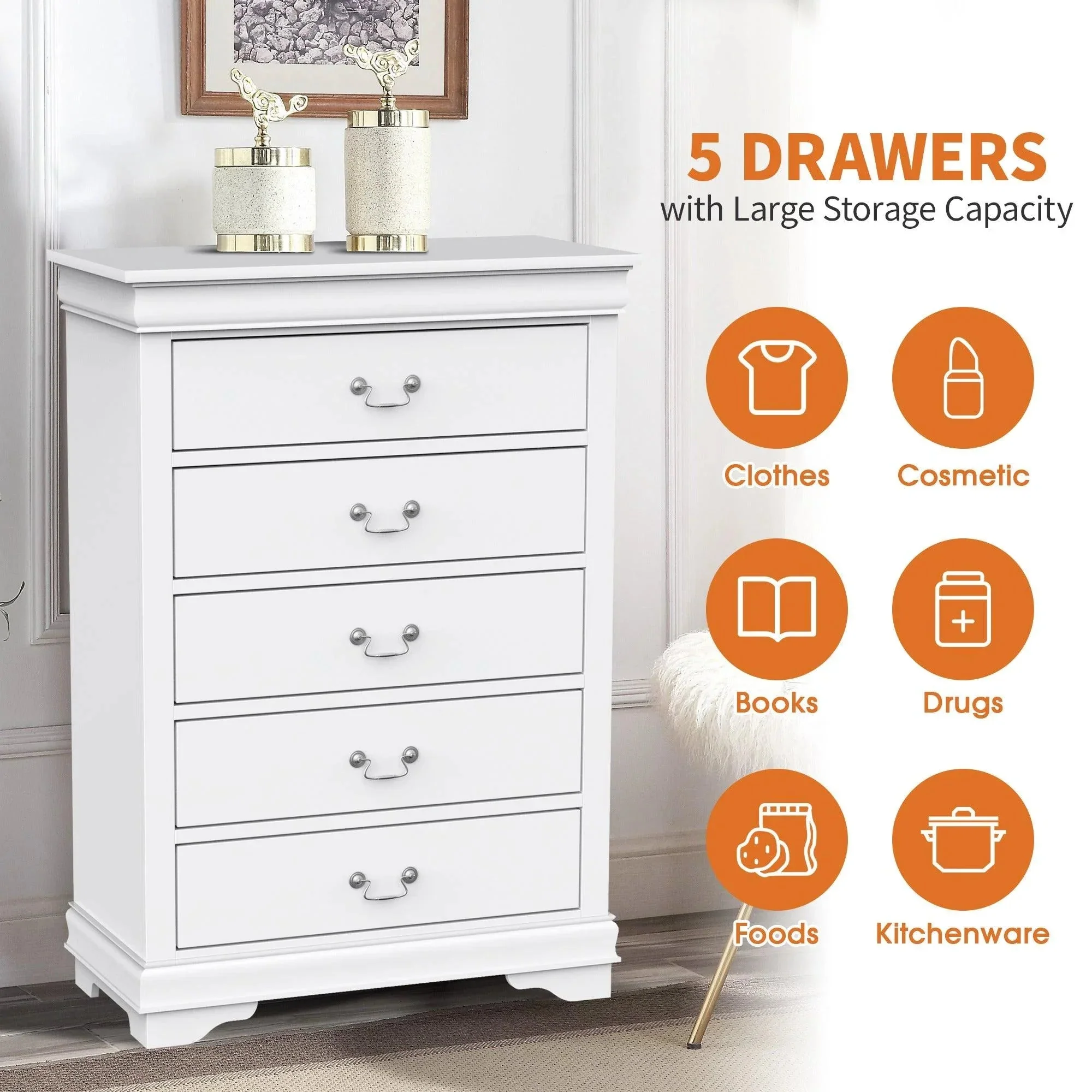 Parrot Uncle Transitional 5-Drawer 31.5-Inch Wide Chest of Drawers with Bracket Feet - Image 39