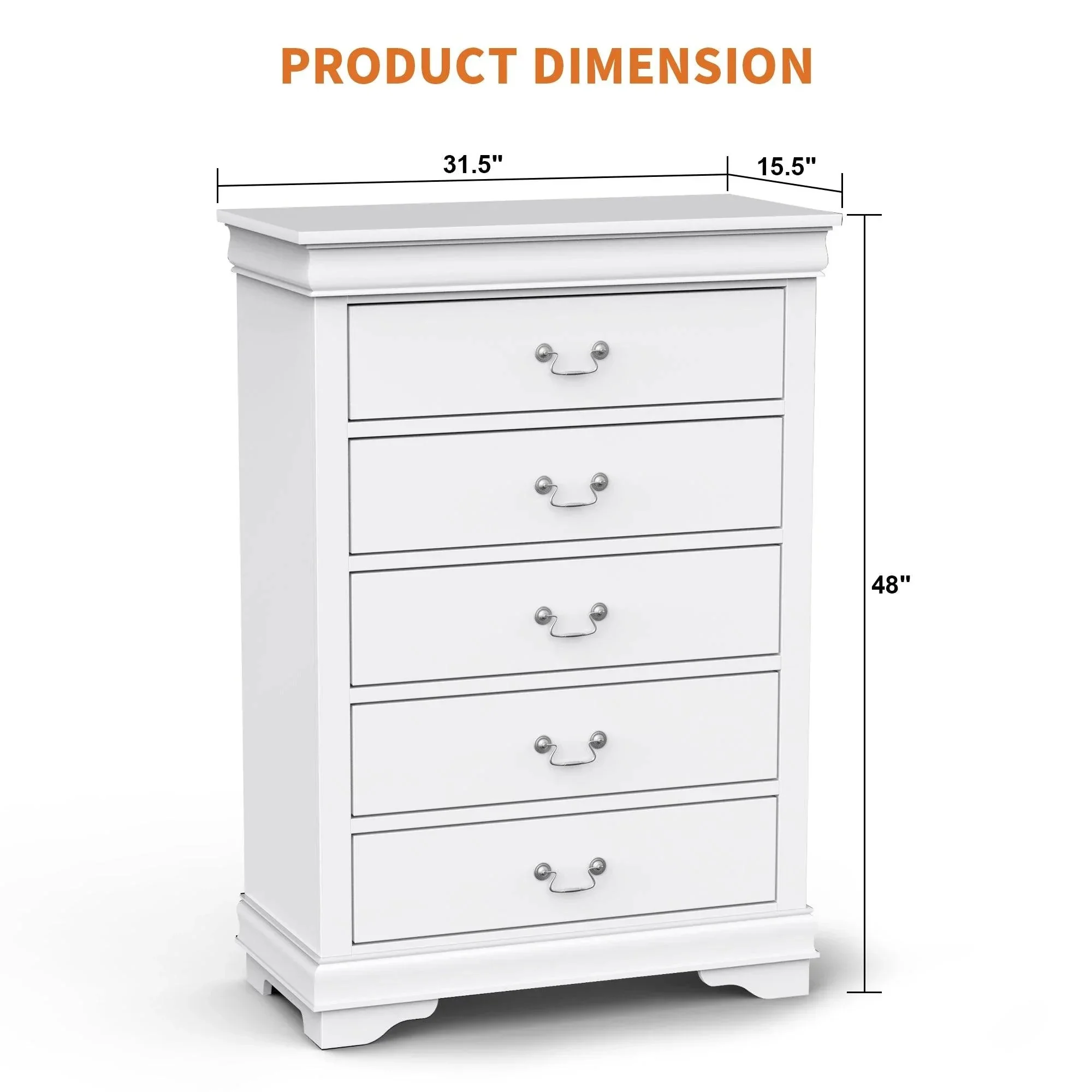 Parrot Uncle Transitional 5-Drawer 31.5-Inch Wide Chest of Drawers with Bracket Feet - Image 44