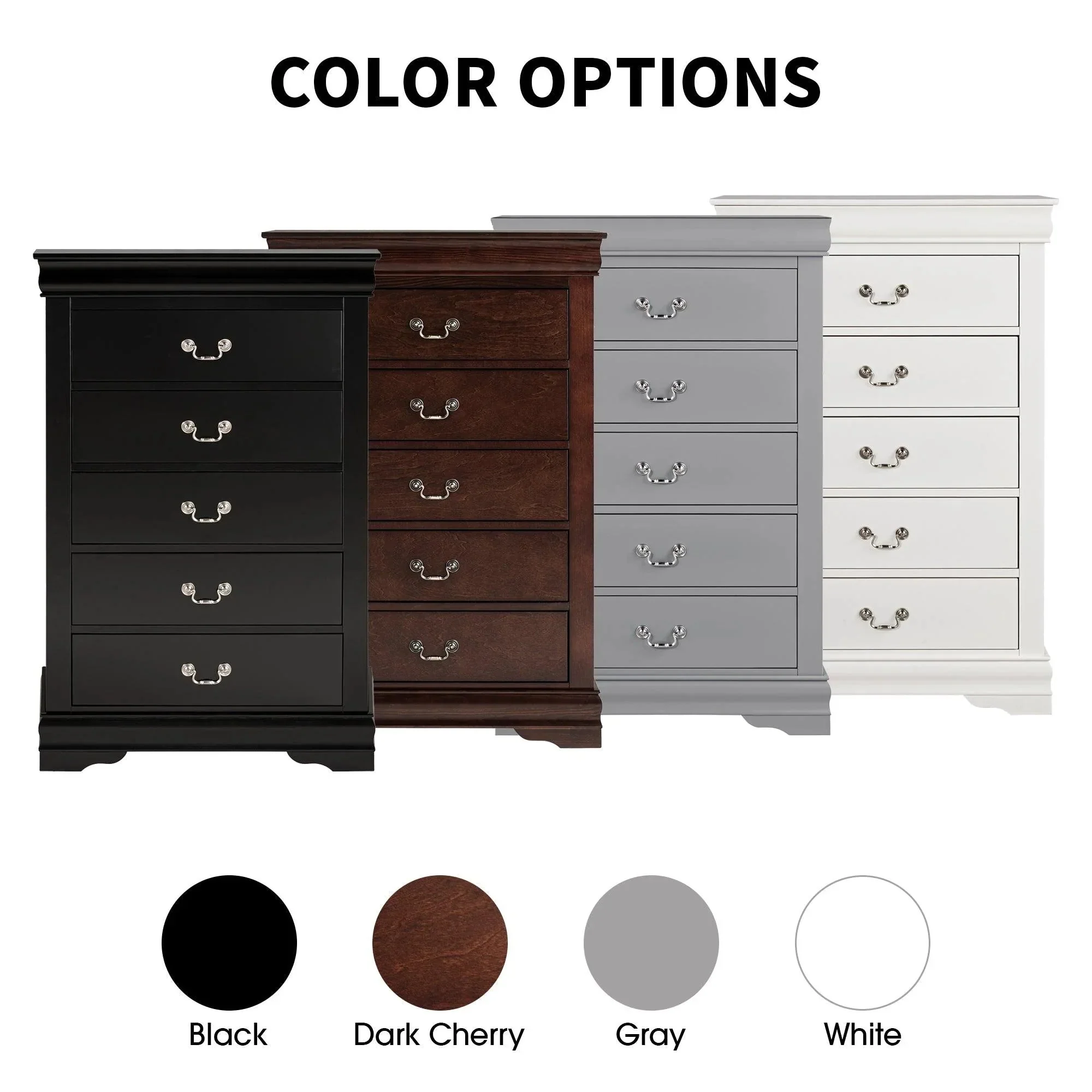 Parrot Uncle Transitional 5-Drawer 31.5-Inch Wide Chest of Drawers with Bracket Feet - Image 6